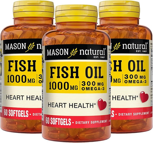 MASON NATURAL Fish Oil 1,000 mg 300 mg Omega-3, Healthy 60 Softgels 3)