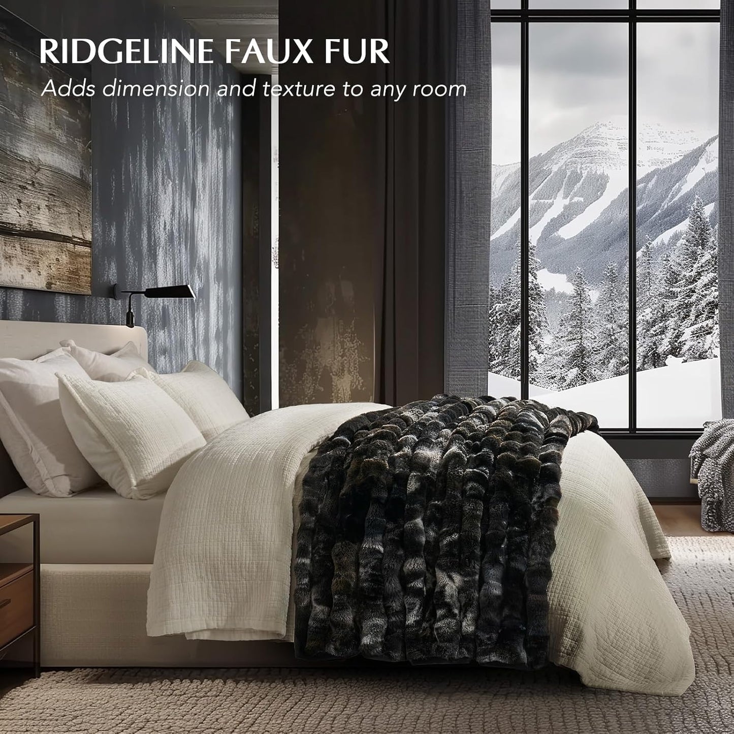 EVERGRACE Ultra Soft Luxury Fluffy Ridgeline Faux Rabbit Fur Bubble Throw Blanket, Thick Warm Fuzzy Throw for Bed, Cozy Plush Reversible Blanket for Couch,Charcoal Gray Heather, 60x80 Inches, 870 GSM