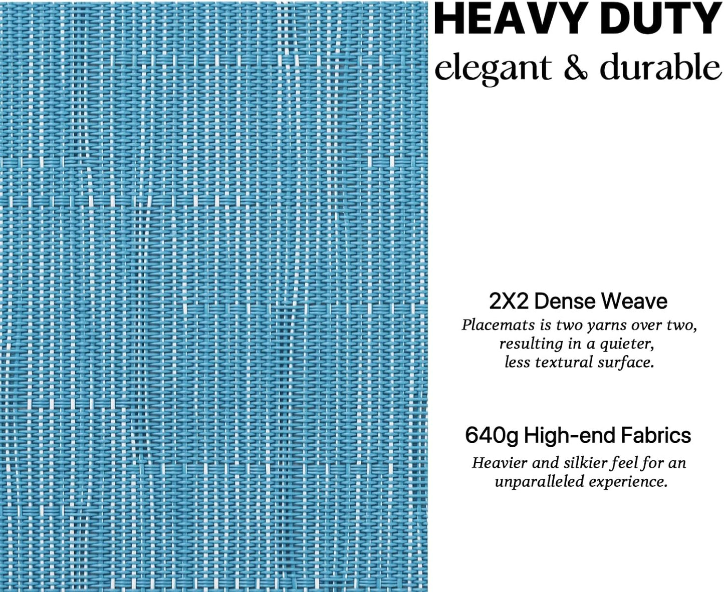 LEXMORE Placemats Set of 4 Vinyl/Plastic Woven Place Mats for Kitchen Table Indoor/Outdoor Washable Placemat Wipeable Dining Table Mats(Teal Blue)