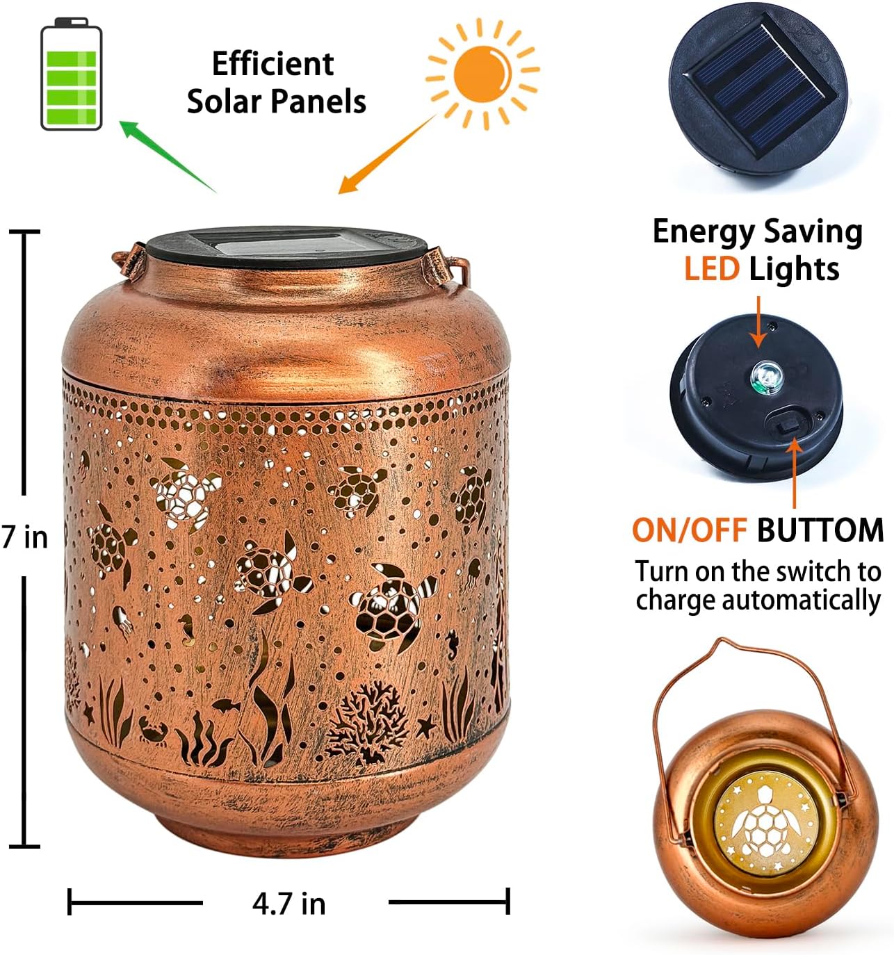 2 Pack Sea Turtle Solar Lanterns Outdoor Waterproof,Hanging Solar Lights Sea Turtle Gifts for Women Metal LED Decorative Light for Yard,Patio,Lawn,Tabletop,Pathway,Landscape,Garden Decor