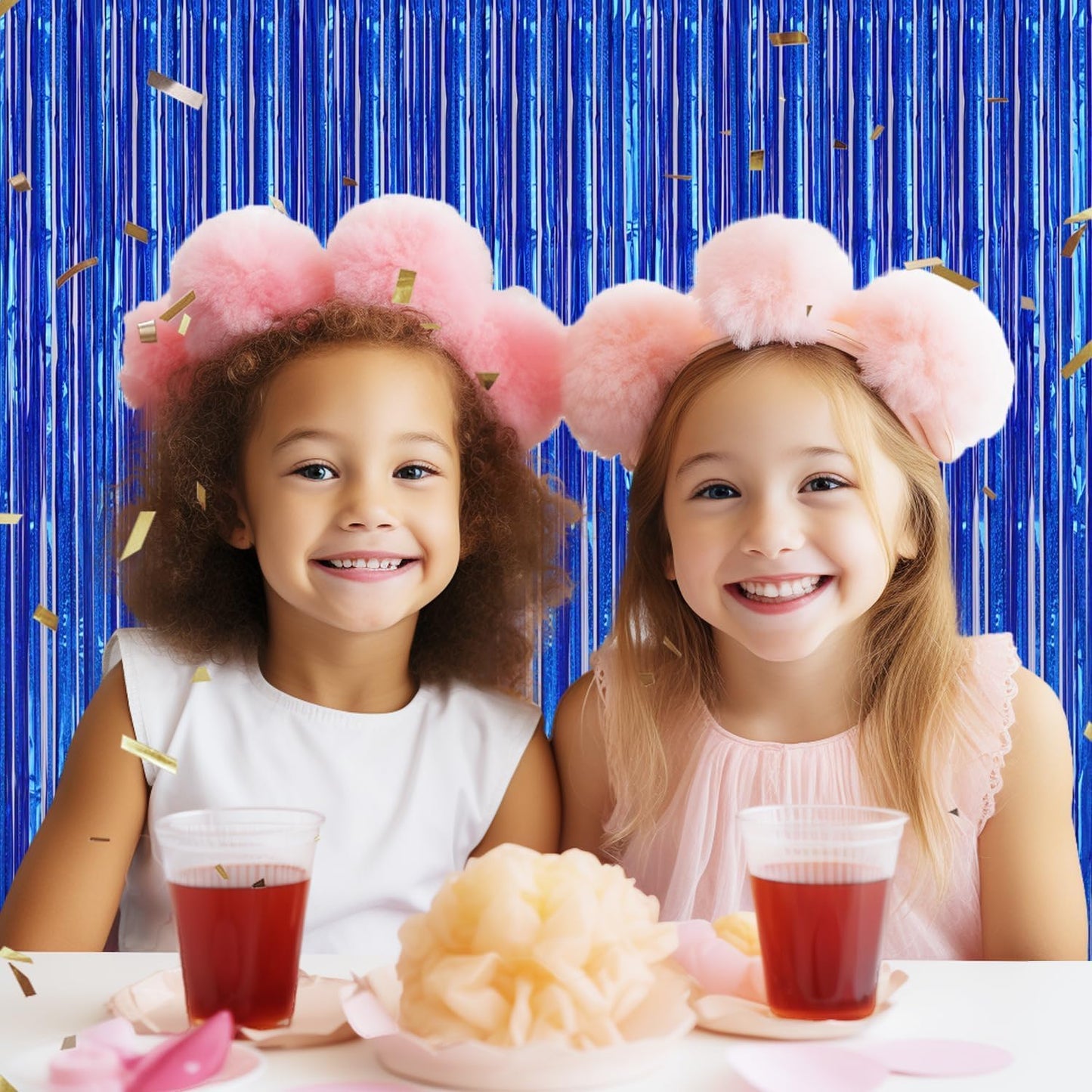 3 Pack Foil Fringe Backdrop - Laser Royal Blue Shiny Tinsel Curtains for Party Decoration/Photo Booth Props - 3.3x8.2 FT Metallic Foil Backdrop for Birthday, Wedding, Graduation, Christmas