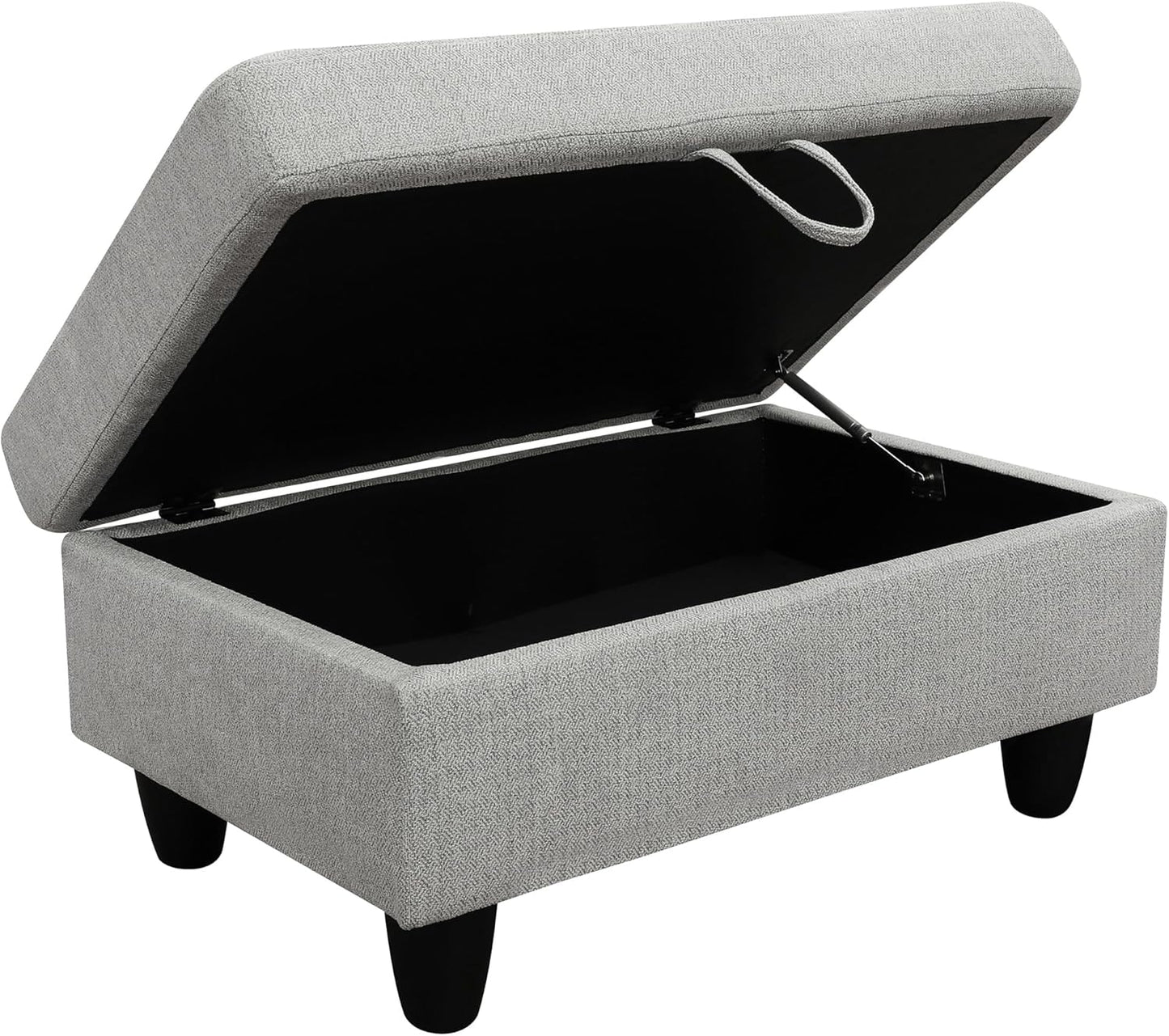 Ottoman Rectangular Storage Ottoman Bench, Flannel Footrest Stool Footstool with Lid for Living Room, Bedroom, Entryway, Gray, 35"x23.5"x17.5"