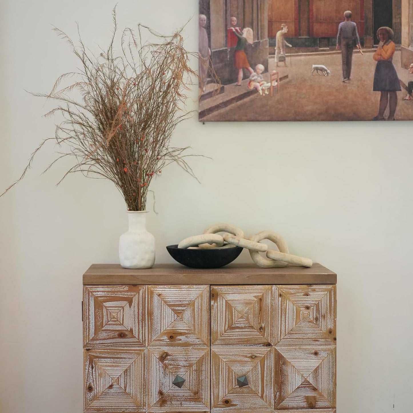 Hand Carved Wooden Decorative Bowl for Home Entryway Decor, Wood Centerpiece Bowl for Coffee Table Decor, Wood Dough Bowl for Farmhouse Decor (Black)