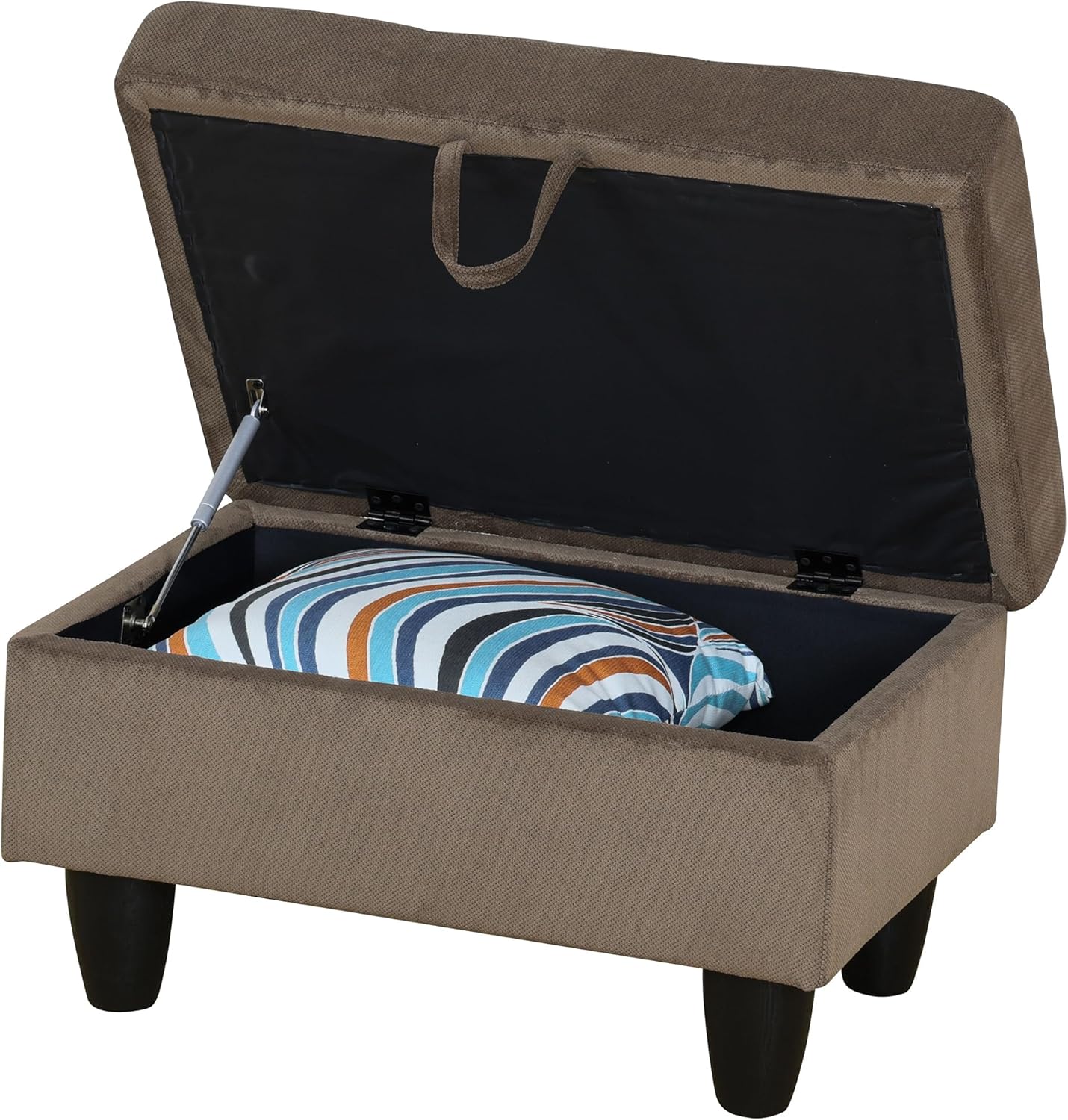 Ottoman Rectangular Storage Ottoman Bench, Flannel Footrest Stool Footstool with Lid for Living Room, Bedroom, Entryway, Brown, 28.5"x19"x17.5"