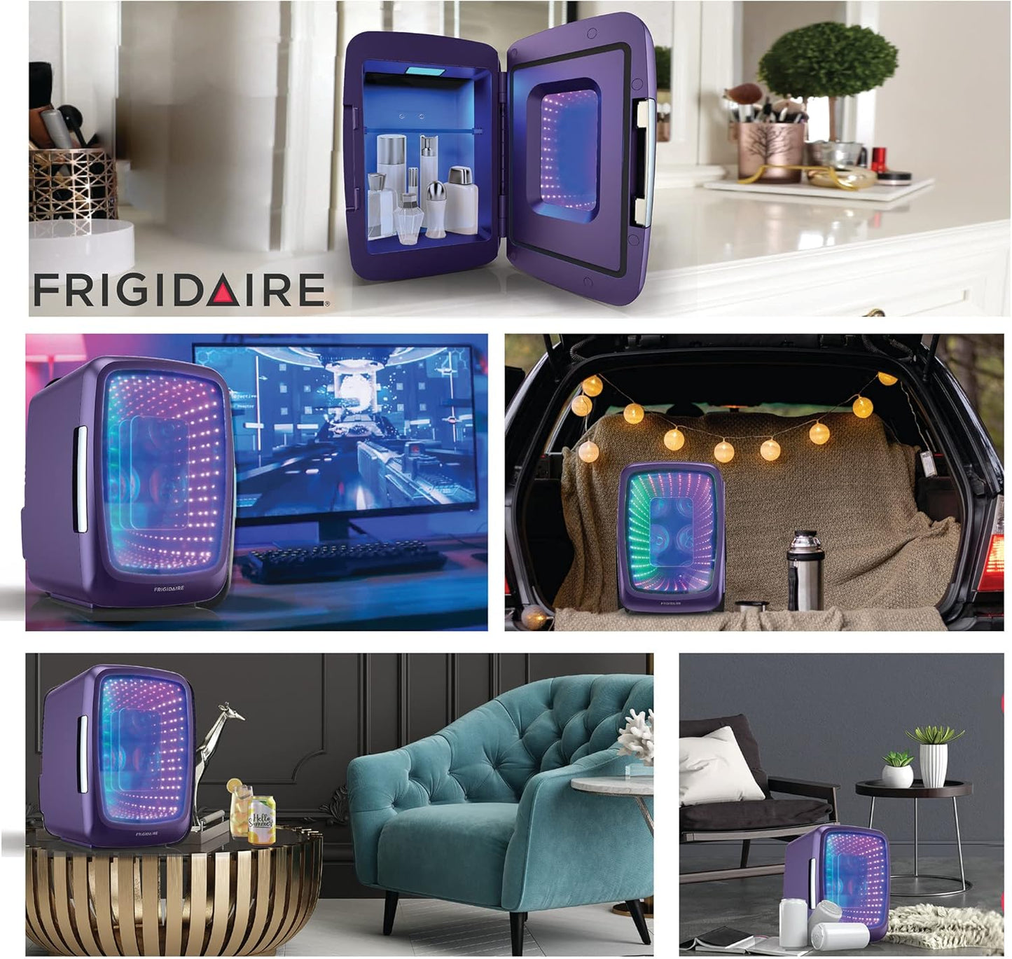 Frigidaire EFMIS179 Gaming Light Up Mini Beverage Refrigerator, Purplehaze