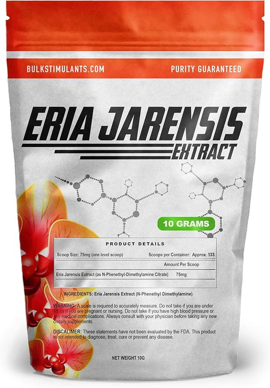ERIA JARENSIS Extract - Bulk Powder 10 Grams 133 Servings - New Pea Supplement ✮ New Stimulant and NOOTROPIC ✮ Increase Focus Energy Cognitive Performance - Scoop Included