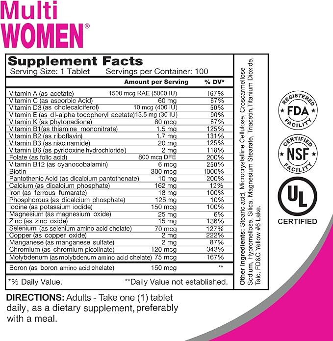 ALFA VITAMINS Multi Women Vitamins Dietary 100 Tablets (2 Pack)