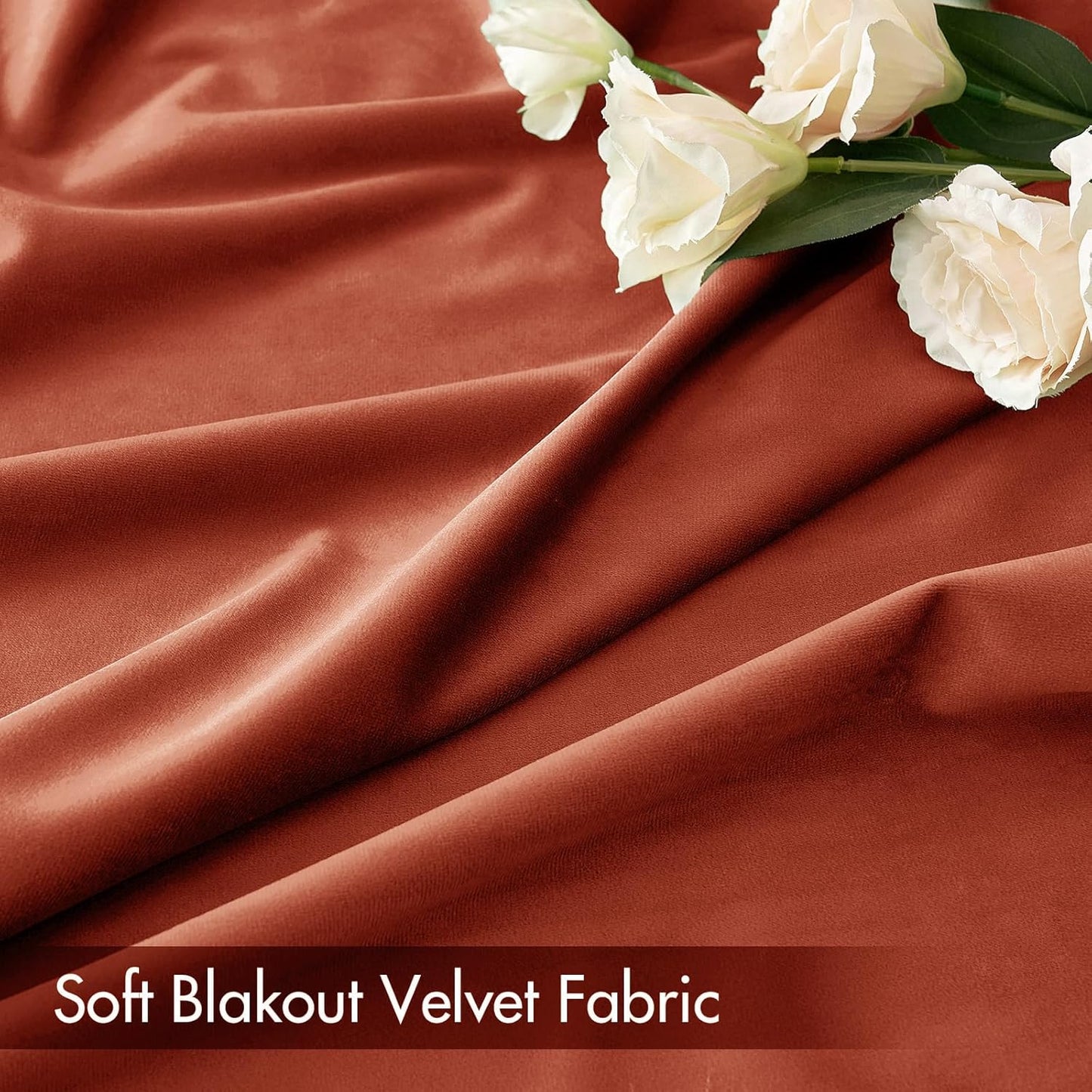 MIULEE Burnt Orange Velvet Curtains Thermal Insulated Blackout Curtain Fall Drapes for Bedroom Living Room Darkening 96 Inches Long Rust Terracotta Panels Rod Pocket Set of 2