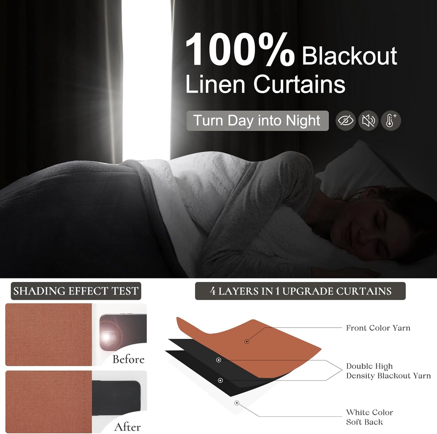 Fall Burnt Orange Curtains Pinch Pleated Blackout 96 Inches Long 2 Panels Set,Terracotta Autumn Color Decor Retro for Living Room/Bedroom Antique Copper Rust Boho 70s Window Drapes Thermal (W40"xL96")