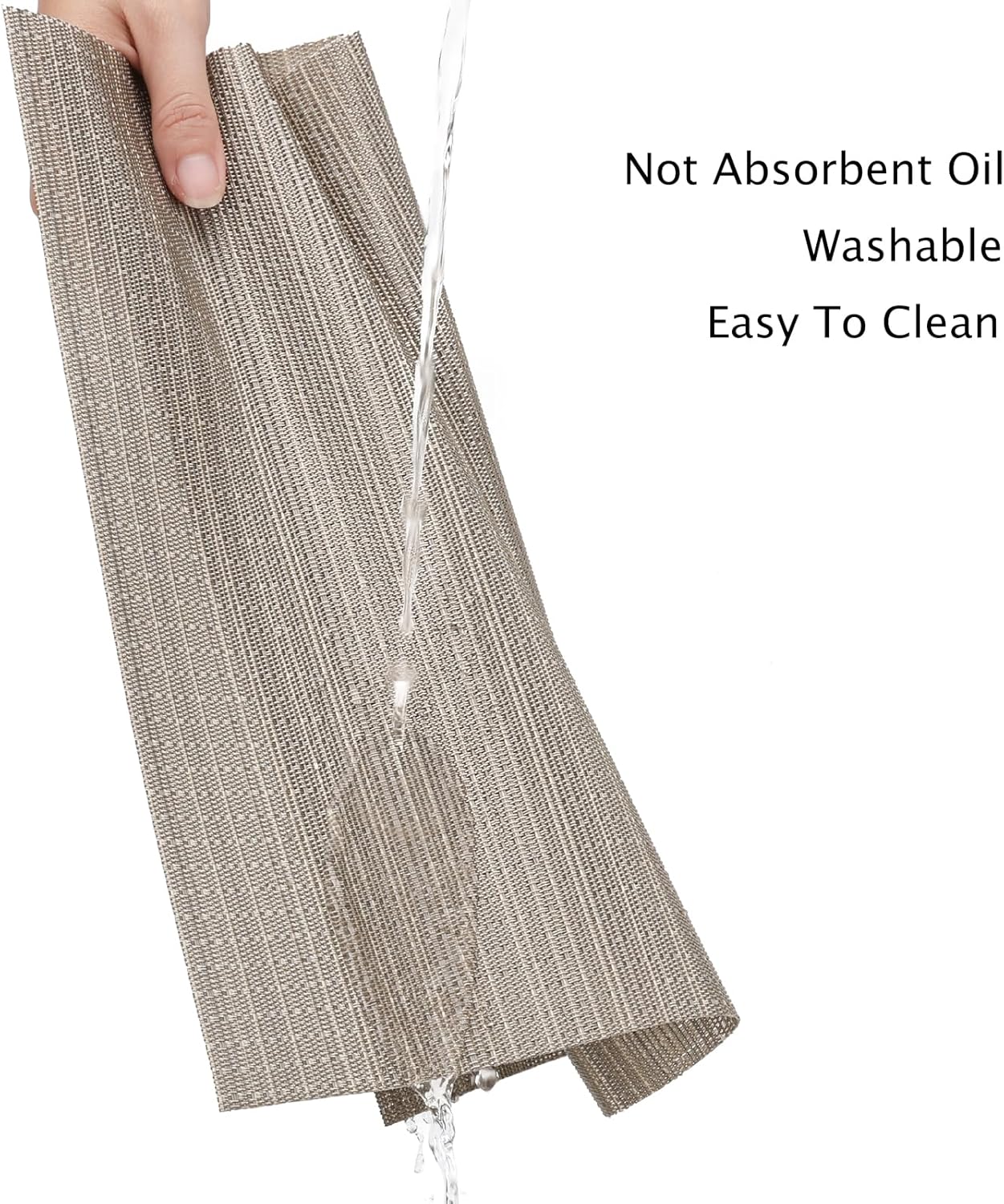 Myir JUN Placemats Set of 4, Vinyl Woven Placemats Place Mats Indoor Set of 4 Washable Table Mats Non-Slip Place mats for Dining Table (Golden Silver, Set of 4)