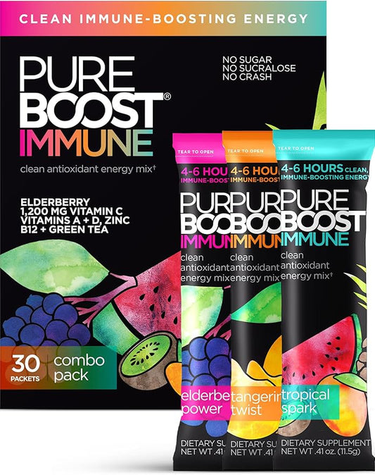 Pureboost Immune Clean Energy Drink Mix: 1200 mg 28 Vitamins, 30 Count)