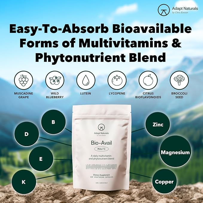 Adapt Naturals Bio-Avail Multi B12 Vitamins, 120 Capsules