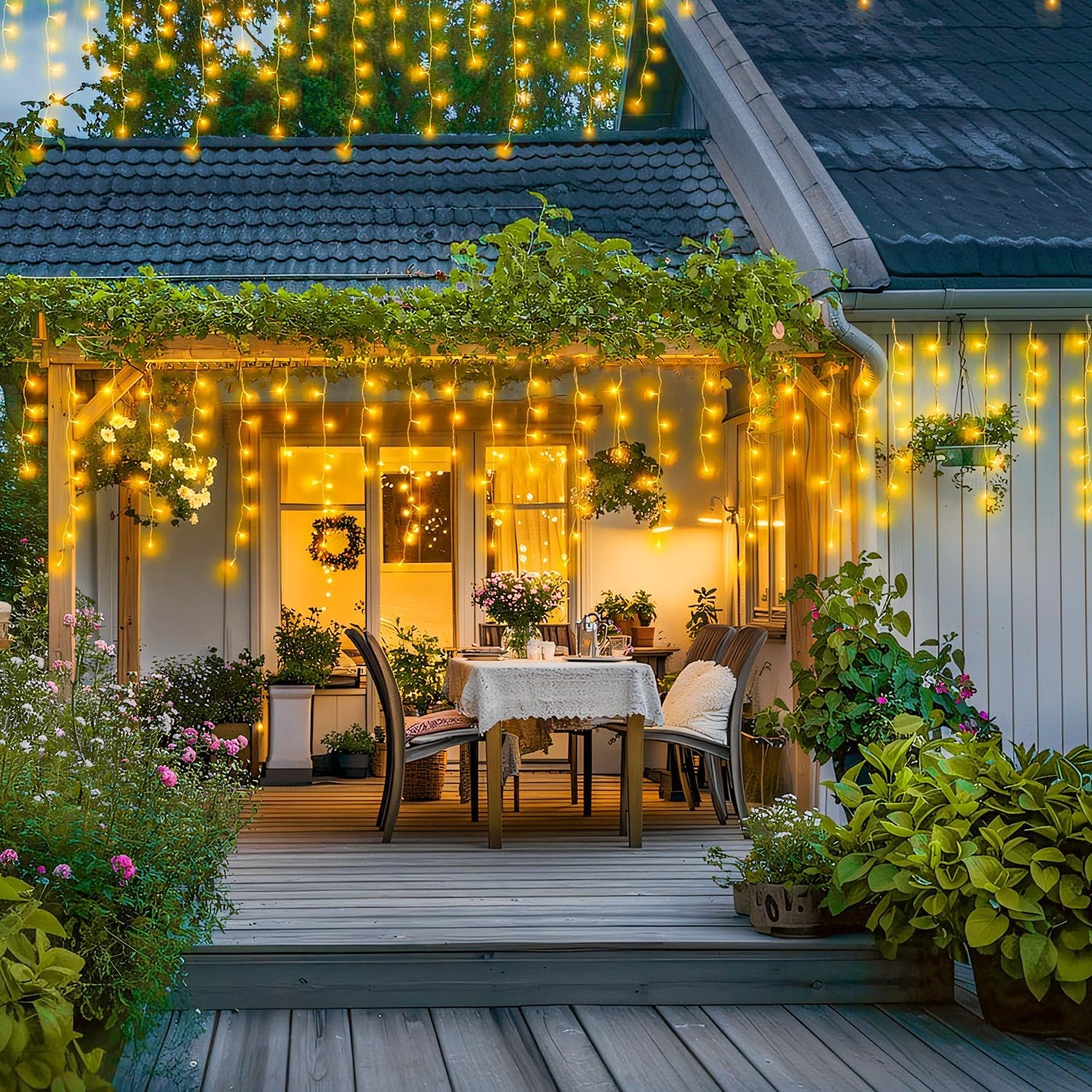 JMEXSUSS 38.8FT Icicle Lights for Outside, 400 LED Icicle Christmas Light Outdoor Indoor Plug in, Warm White String Lights for Christmas House Patio Party Fireplace Holiday Decorations