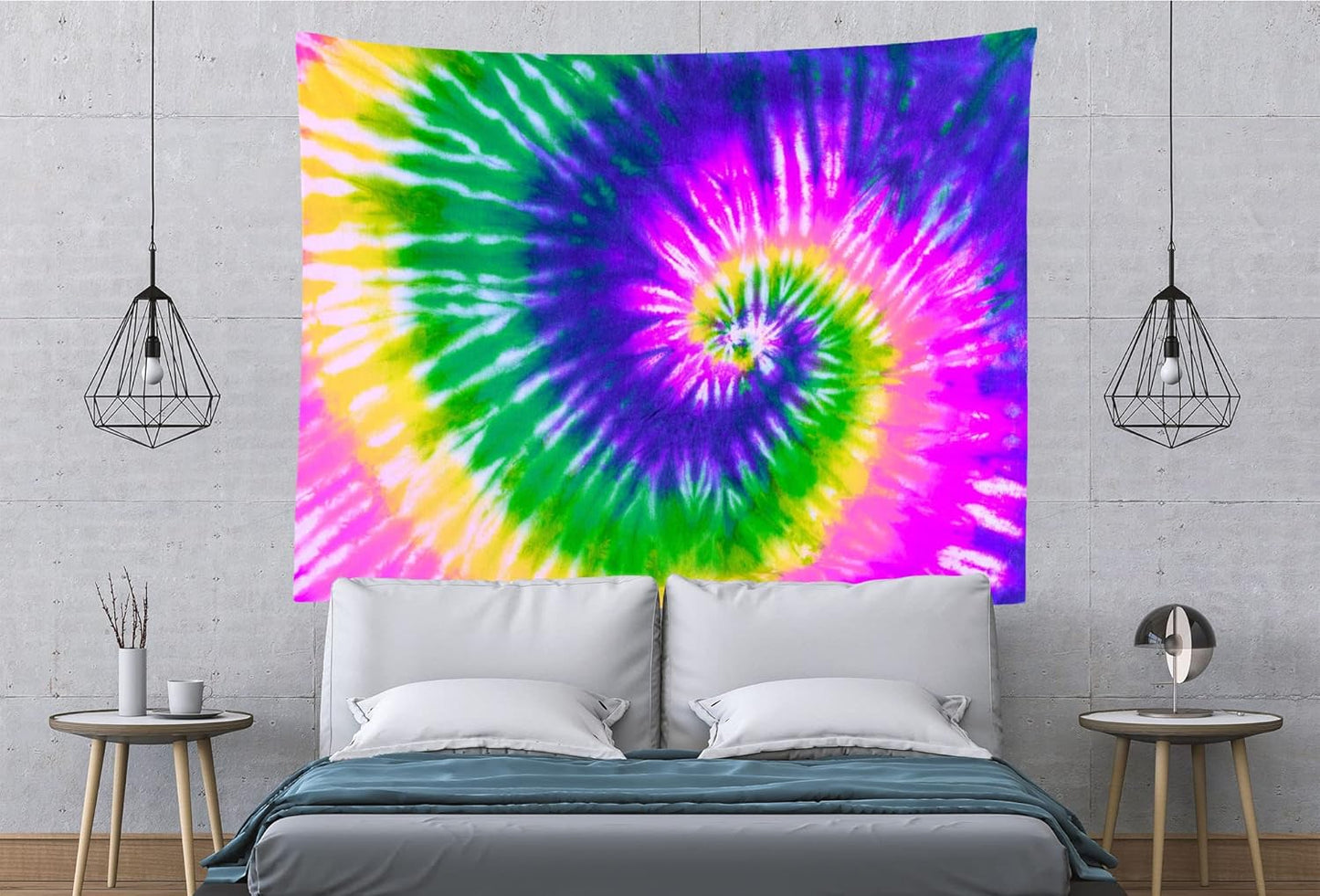 BELECO Tie Dye Tapestry Fabric Wall Hanging 60x40 Inch Hippie Tapestry 60's Tie Dye Wall Decor Watercolor Rainbow Spiral Tie Dye Art Tapestries for Bedroom Living Room Dorm Home Decor