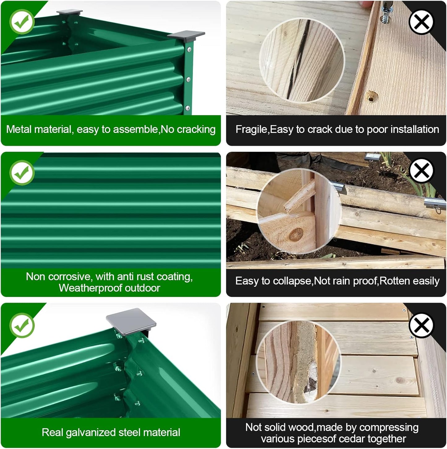 Land Guard Galvanized Oval Large Metal Raised Garden Bed with Legs for Vegetables (Green)