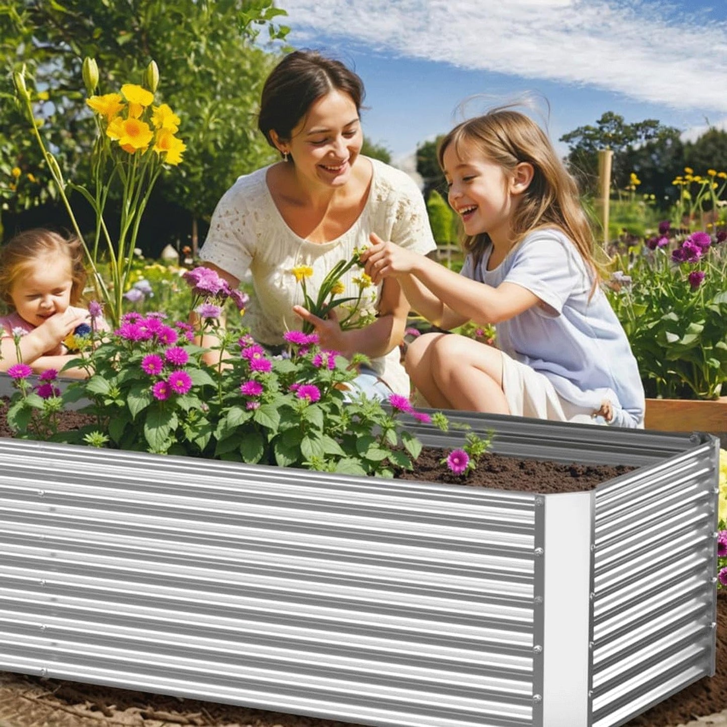 2 Pack 6x3FT Tall Galvanized Raised Garden Bed Outdoor,Metal Garden Bed for Vegetables,Steel Raised Beds for Gardening,Above Ground Garden Box for Flower-H2M