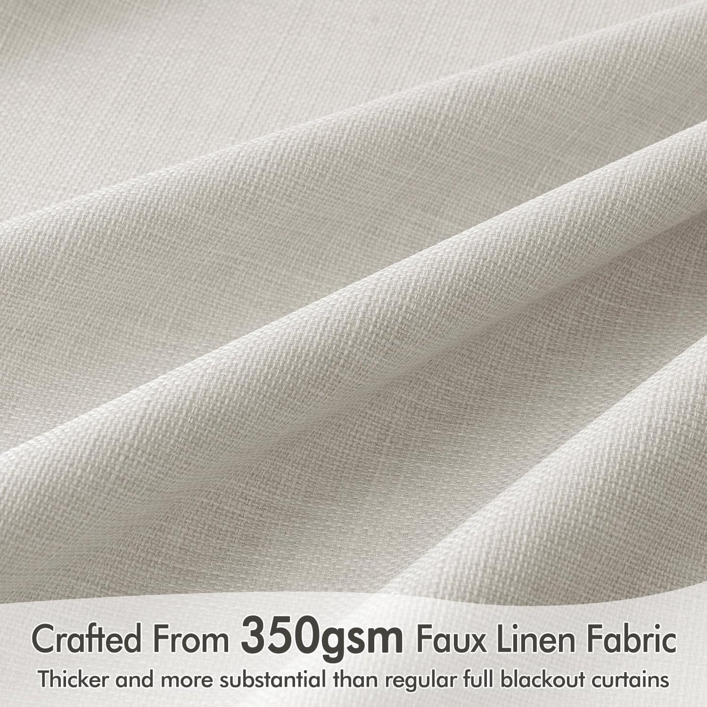 MIULEE 100% Blackout Curtains 96 Inch Long 2 Panels Set for Bedroom, Thick Faux Linen Black Out Curtain Room Darkening Back Tab Pleat Window Textured Drapes with Hooks for Living Room, Light Beige