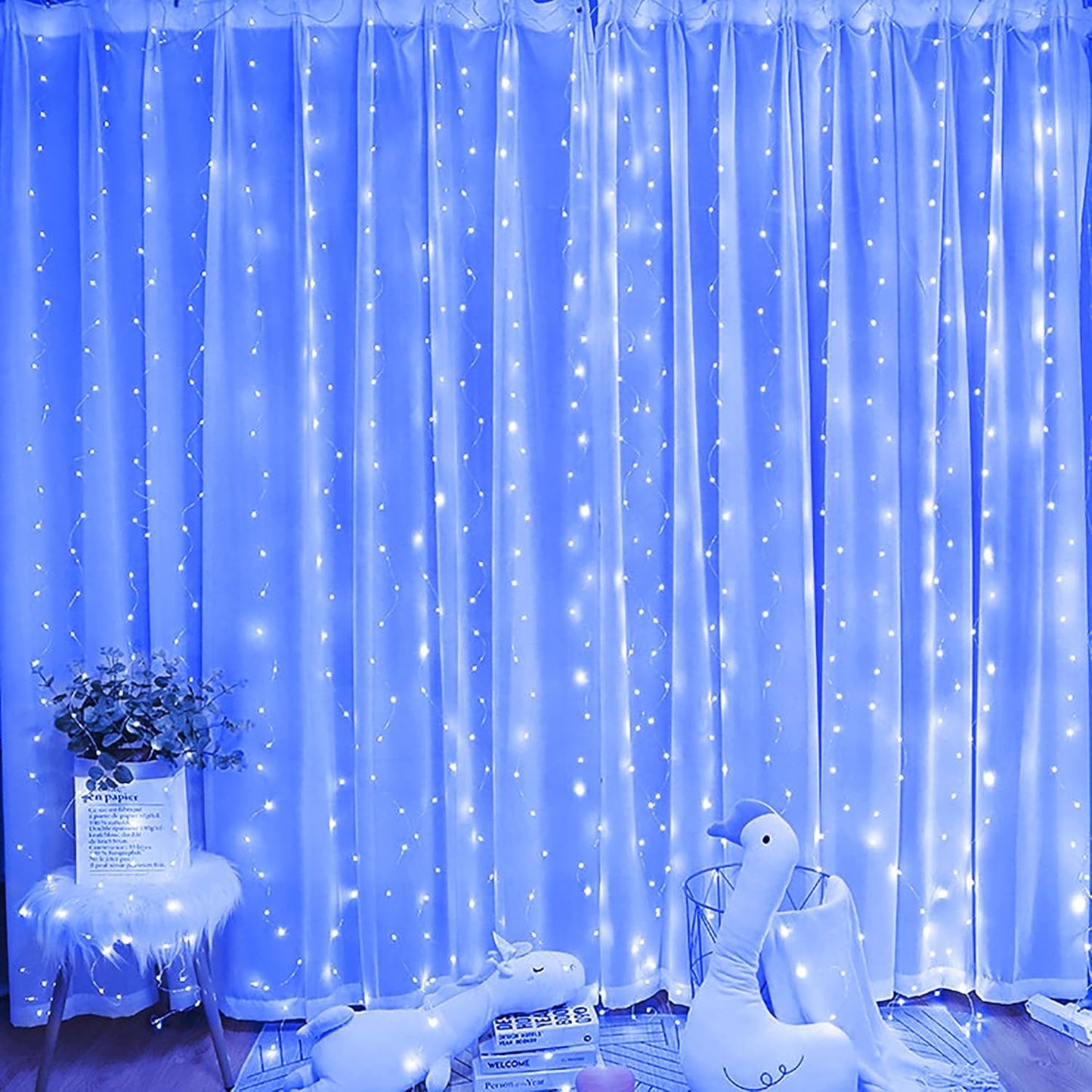 2-Pack 200 LED Solar Fairy Lights Outdoor, Upgraded Oversize Lamp Beads & Super Bright Solar String Lights Outoor, 8 Modes Solar Lights for Garden Patio Decorations(Blue)