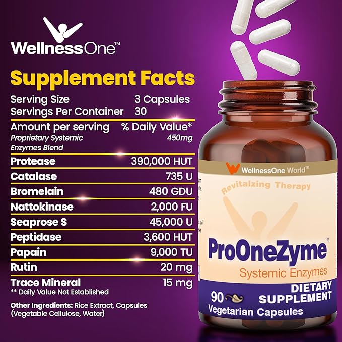ProOneZyme Systemic Proteolytic Enzymes Supplement 90 Capsules