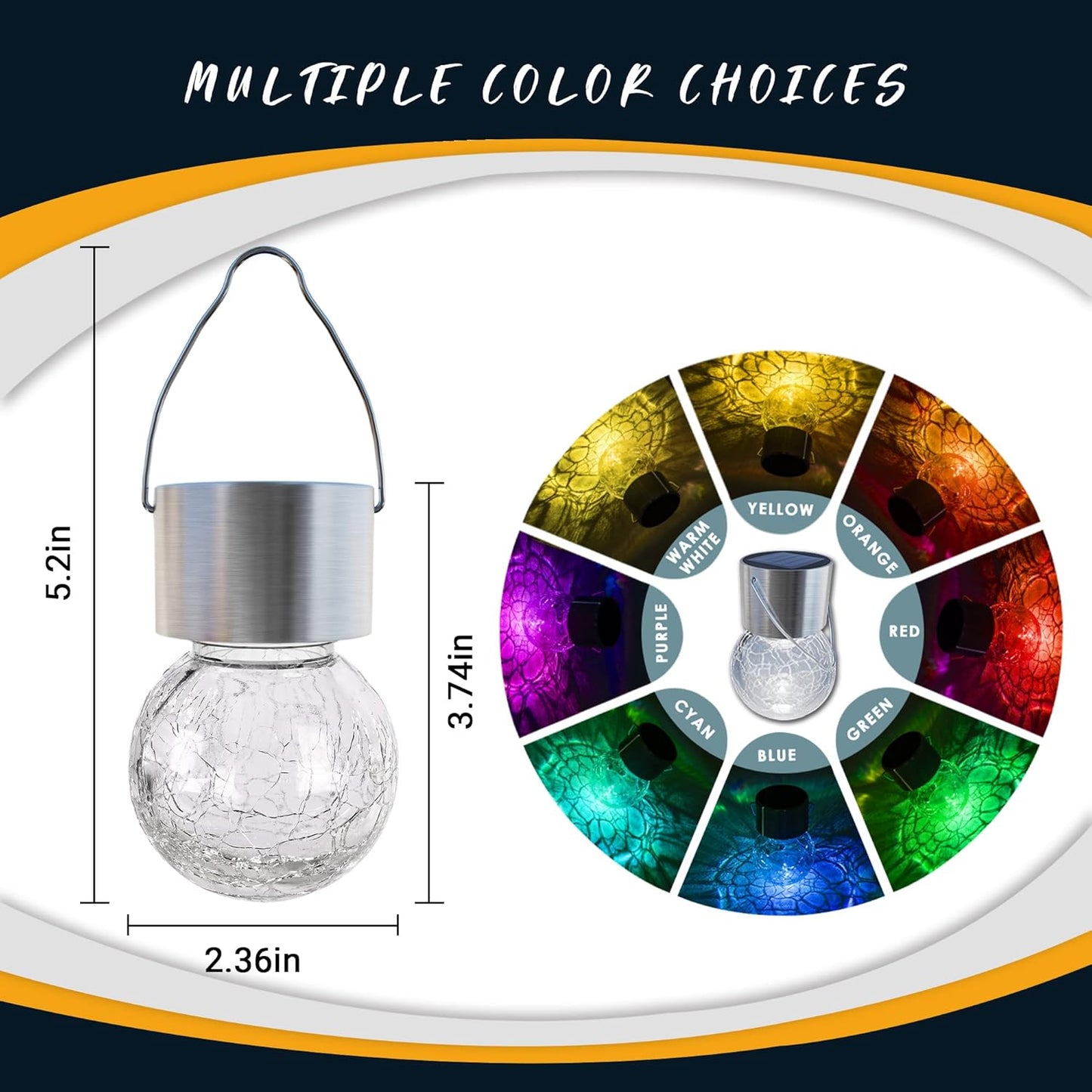 GIGALUMI 16 Pack Solar Outdoor Lights - Hanging Lights for Christmas Decoration - Cracked Glass, Waterproof for Garden, Yard, Fence, Tree (Cold White)