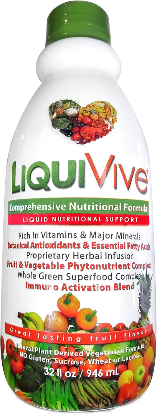 LiquiVive Liquid Vitamins Mega Nutrition D3 A B12 E 99.9% Vegan 32 fl