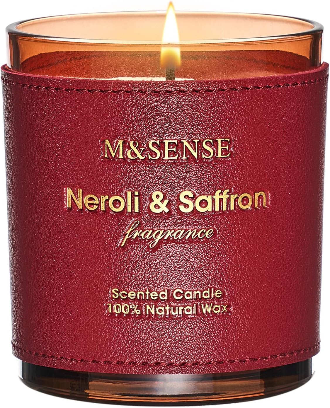 M&SENSE Neroli Saffron Scented Candles-Vegan Soy Wax, Naturally Scented, No Toxin 10oz 42-Hour Long Burning Time, Cozy Stress Relief Candle for Home Fragrance, Housewarming Gift for Women & Men