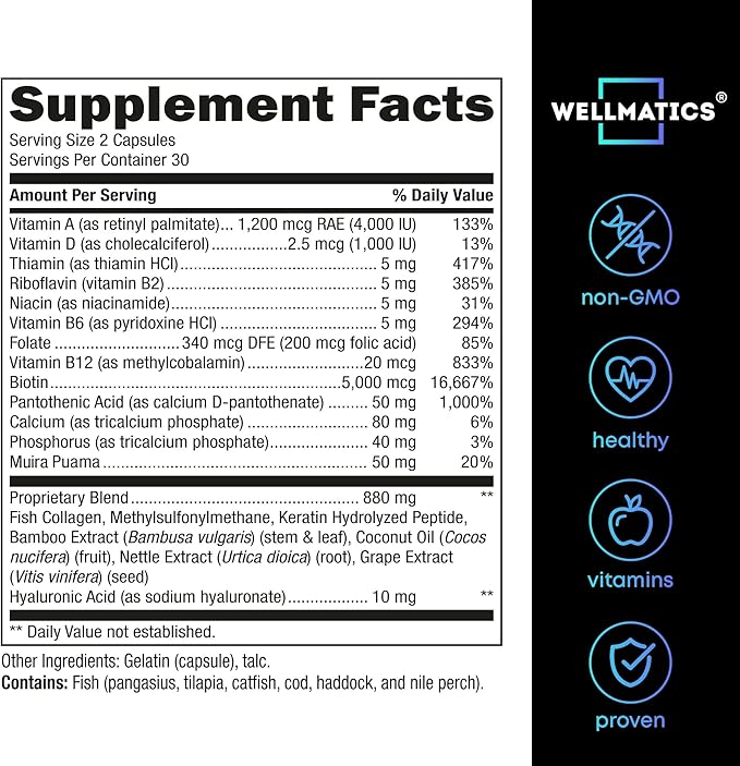 Biotin Capsules with Collagen and Keratin 25000MCG Per 60 Caps