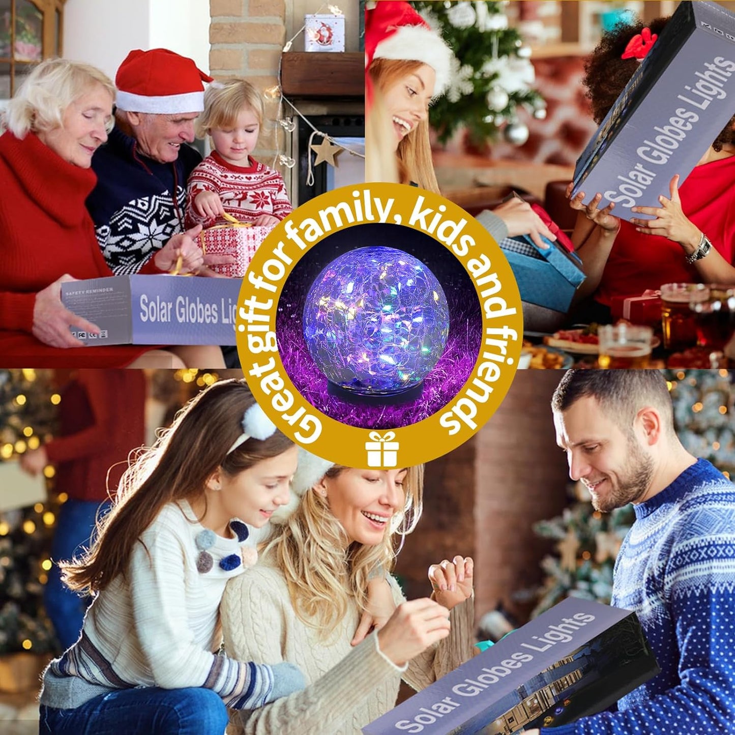 Solar Globe Lights Outdoor Waterproof-Solar Balls for Garden-Cracked Glass Ball Lights Outdoor-Solar Orbs for Outside-Decorations for Patio and Yard Lawn Backyard Decor