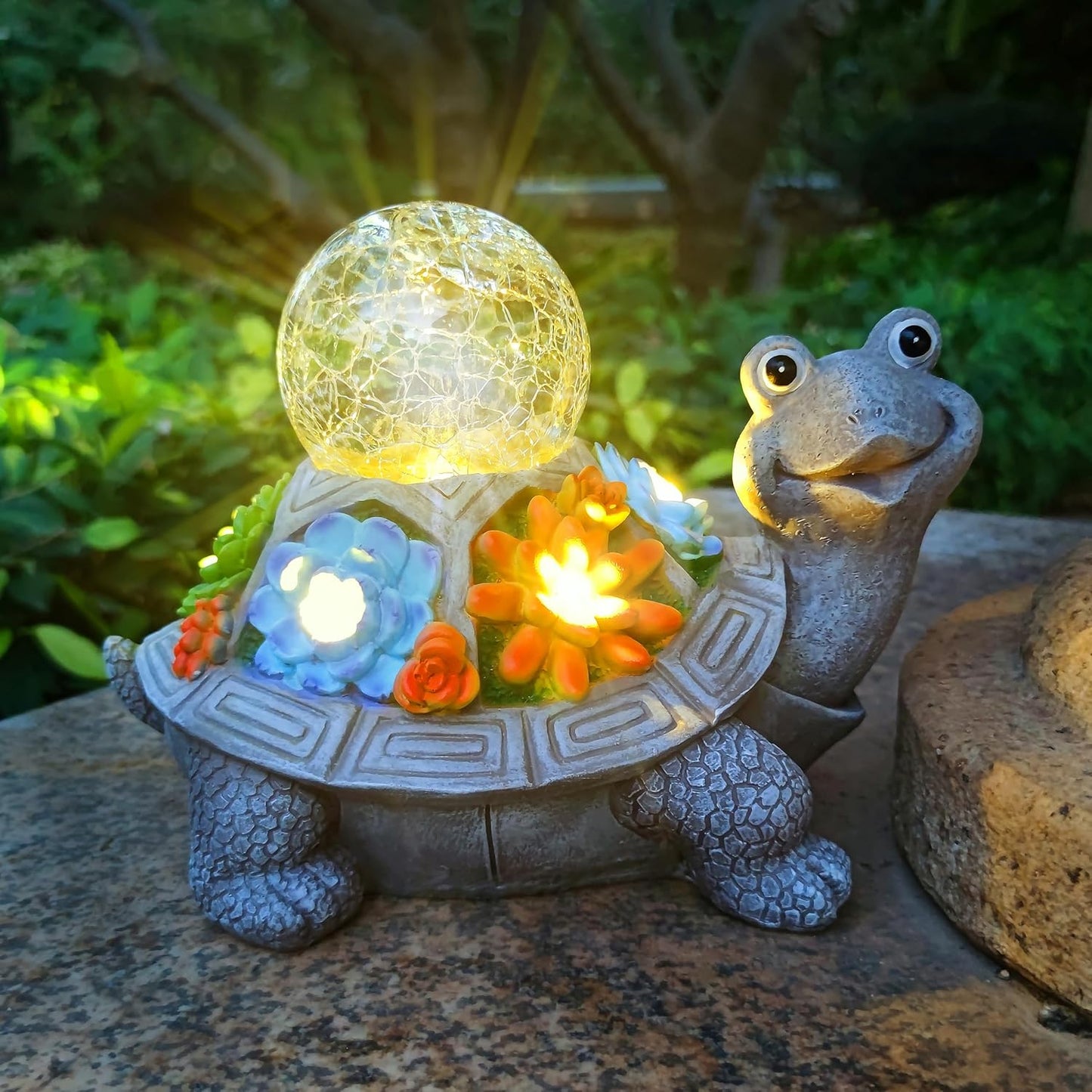 JOYBEE Solar Turtle Garden Statue Outdoor Decor-Turtle Solar Figurines Lights Decorations for Patio Yard Lawn Ornaments-Turtle Gifts for Birthday Easter Housewarming(Color)