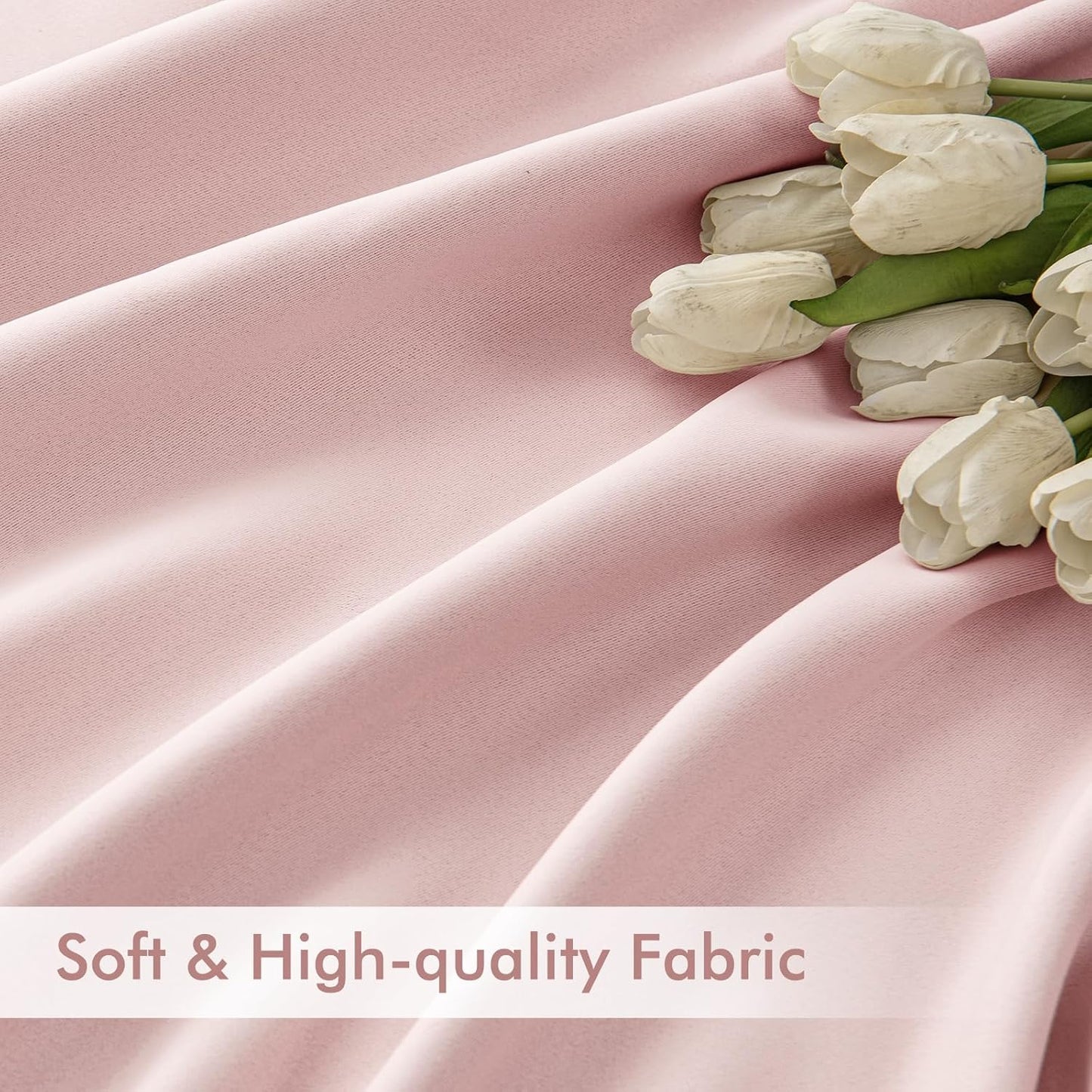 MIULEE Baby Pink Back Tab Blackout Curtains 90 Inch Long 2 Panels Set for Living Room Bedroom Privacy, Rod Pocket/Pinch Pleated Thermal Insulated Room Darkening Light Blocking Curtain, 52 x 90 Inch