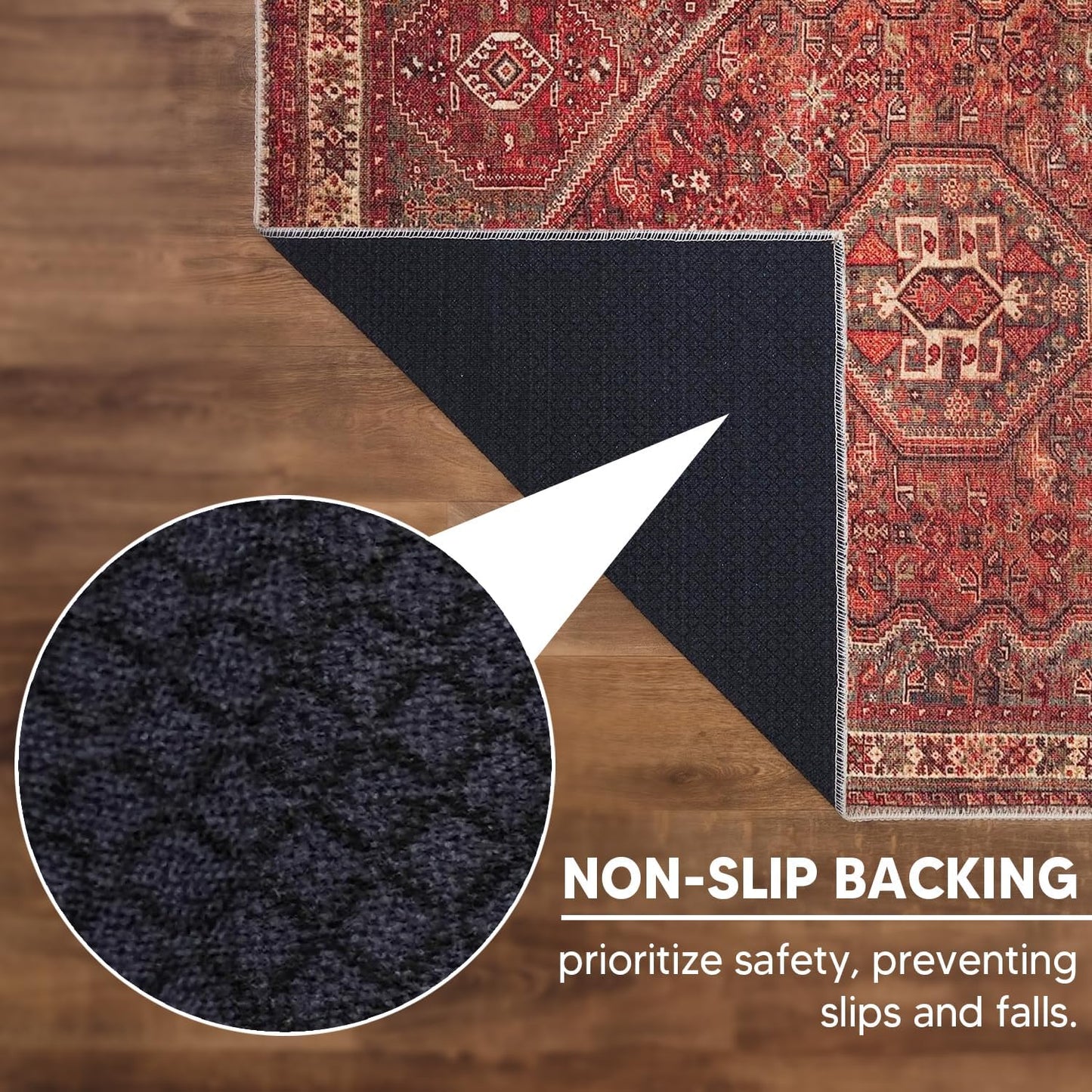 Keen Home Design 8x10 Rug - Machine Washable Area Rug with Non-Slip Backing, Ideal for Living Room, Dining Room, Bedroom - Vintage, Easy Clean, Durable, Low Pile Rug - (8' x 10')
