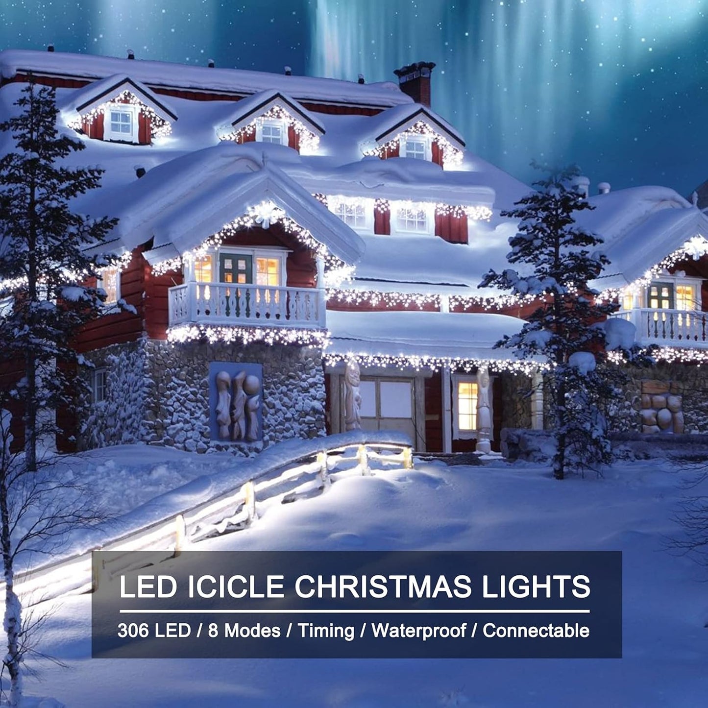 Icicle Lights Outdoor, 40Ft White Christmas Lights with 81 Drops and 432 LED Icicle Drops, Remote and Timer Controlled, Perfect for House Eaves and Wedding Decor, Pure White