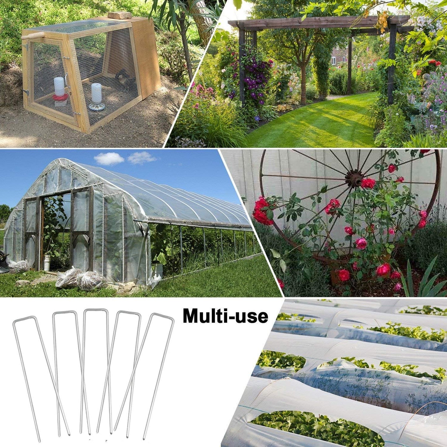 Petgrow 6 Inch Garden Stakes Galvanized Landscape Staples,U-Type Turf Staples for Artificial Grass, Rust Proof Sod Pins Stakes for Securing Fences Weed Barrier, Outdoor Wires Cords Tents Tarps