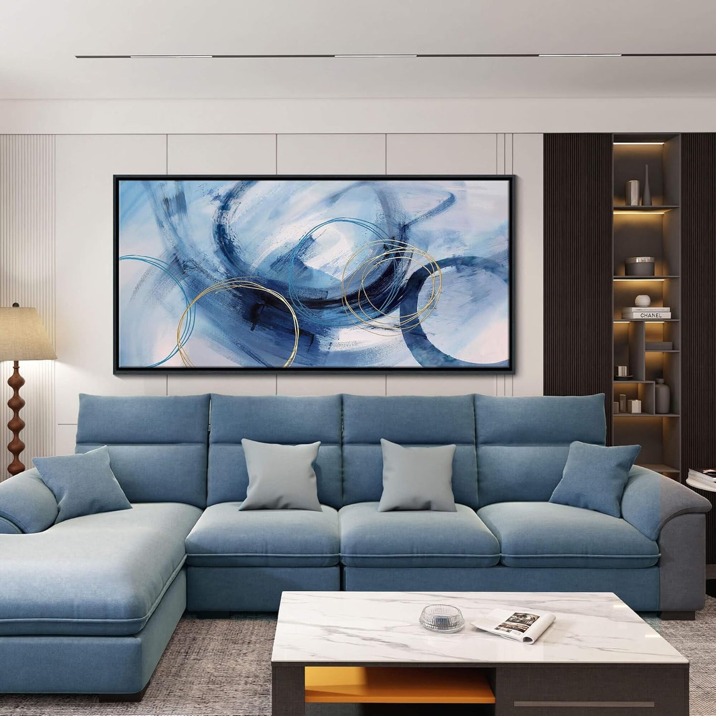 Abstract Wall Art DUNHUANG ART Framed Canvas Wall Art - Modern Wall Art Decor for Living Room, Bedroom, Office - Ready to Hang - Home Decoration 30"x60"