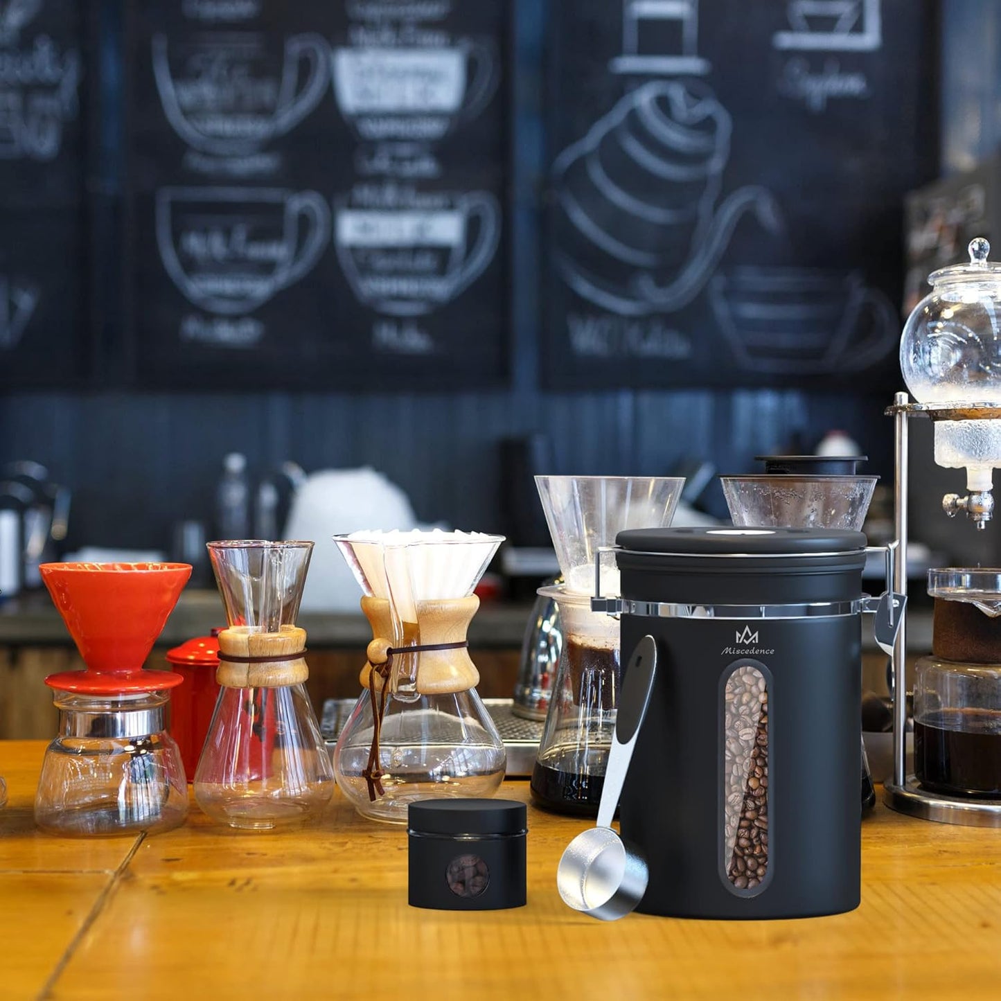 Coffee canister for ground coffee with Transparent Window,Date Tracker,CO2 Valve 304 Stainless Steel Kitchen Food Airtight storage container for Coffee Beans or Grounds, Tea, Sugar(Silver 22OZ)