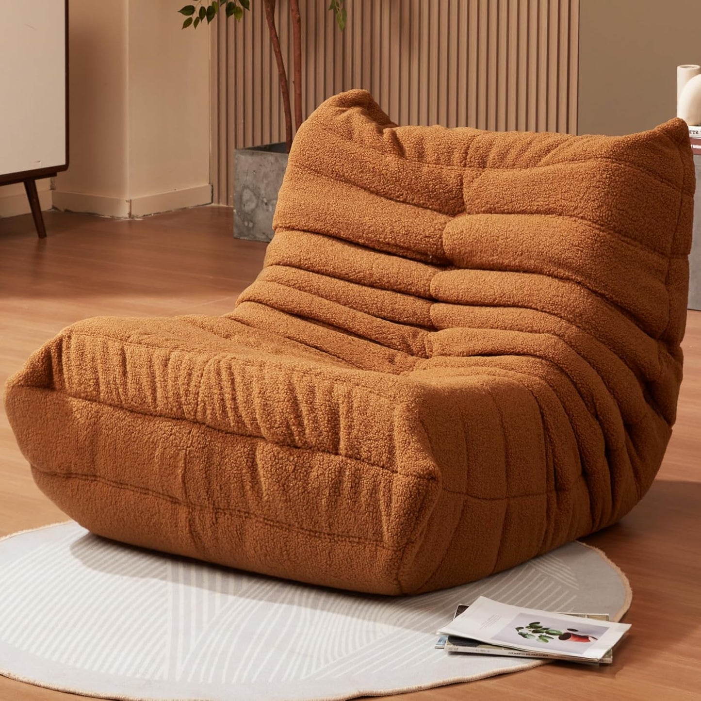 Bean Bag Chairs for Adults Giant Bean Bag Chair Memory Foam BeanBag Chair Big Bean Bag Sofa with Filler Faux Fur Fireside Beanbags Lazy Sofa for Living Room Bedroom Dorm Office (Brown Teddy)