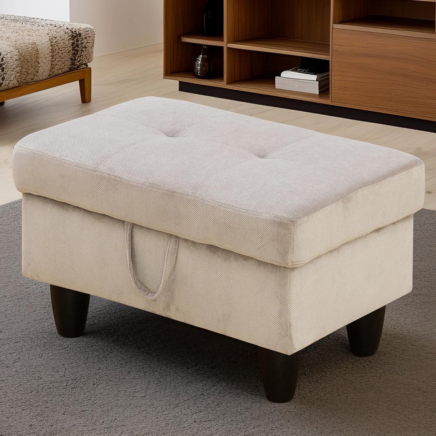 Ottoman Rectangular Storage Ottoman Bench, Footrest Stool Footstool with Lid for Living Room, Bedroom, Entryway, Brown, 28.5"x19"x17.5"