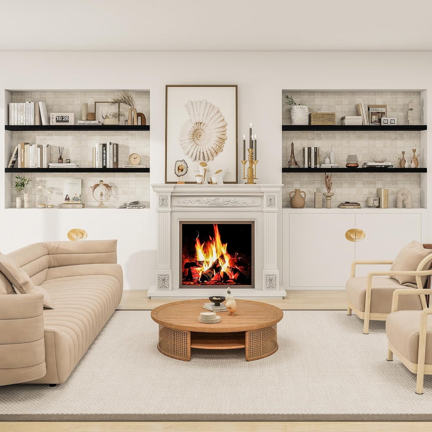 Black Floating Shelves for Wall 55 Inches Long, 12" Deep Wall Shelves 2" Thick, Heavy Duty Shelf for Bedroom, Bathroom, Living Room, Kitchen, Office, Home Decor, Modern Shelf Set of 2, 55" X 12" X 2"