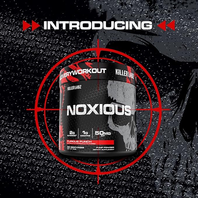 Noxious Extreme Nitric Oxide Booster Pump Pre-Workout Powder | Endurance and Muscle Building | 30 Servings (Furious Punch)