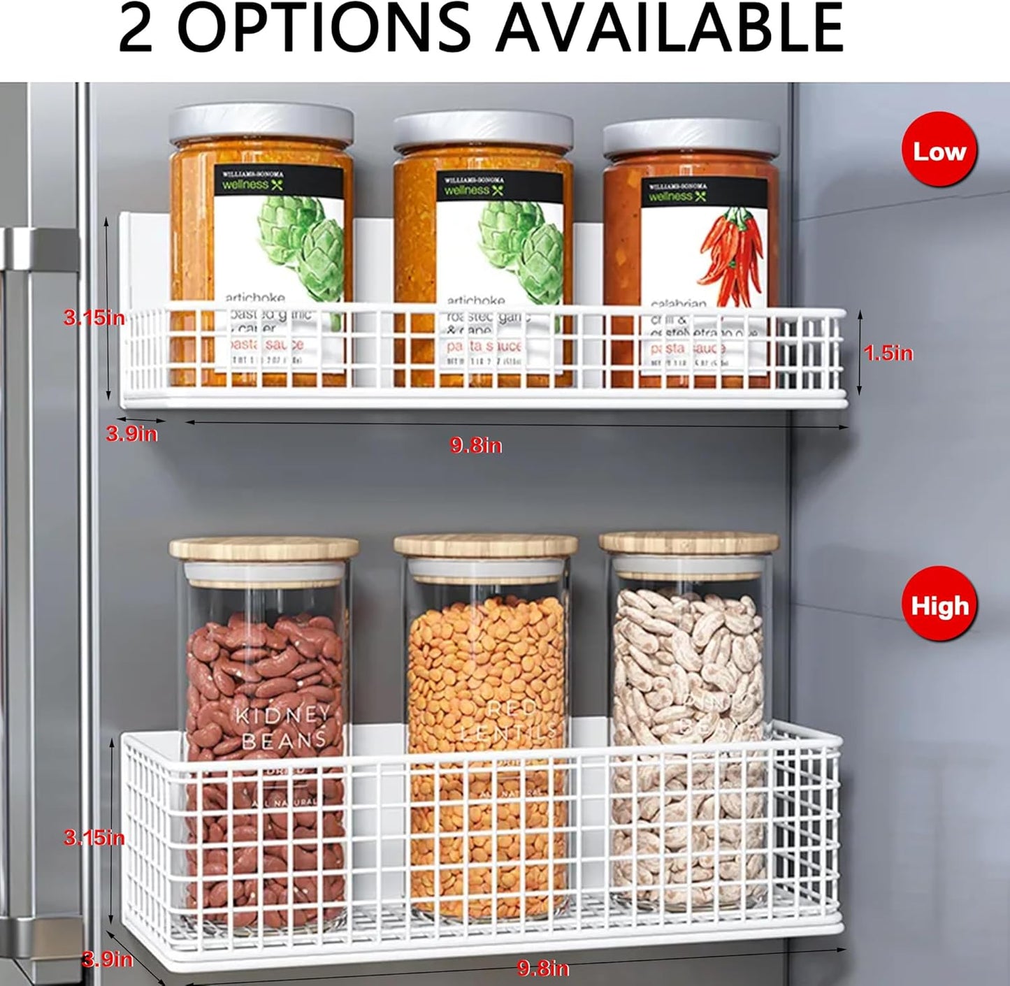 Magnetic Basket Fridge Organizer Wire Bins Pencil Holder Whiteboard Accessories Home Kitchen Organization (Black-High)