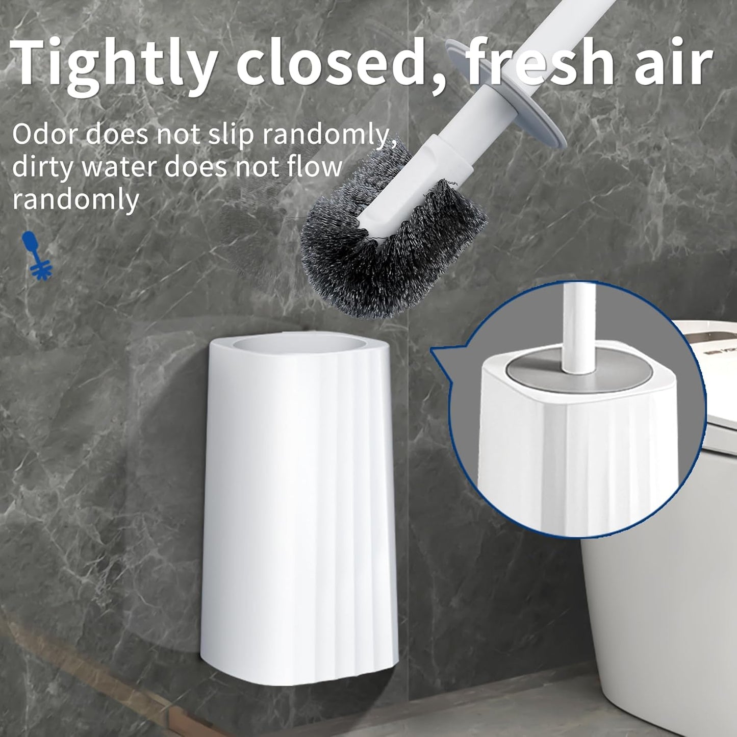 Toilet Brush & Holder Set, 2 Pack Toilet Brushes for Bathroom with Holder, Lightweight Plastic Handle, Space Saving for Storage, Deep Cleaning, Drip-Proof, Easy to Assemble