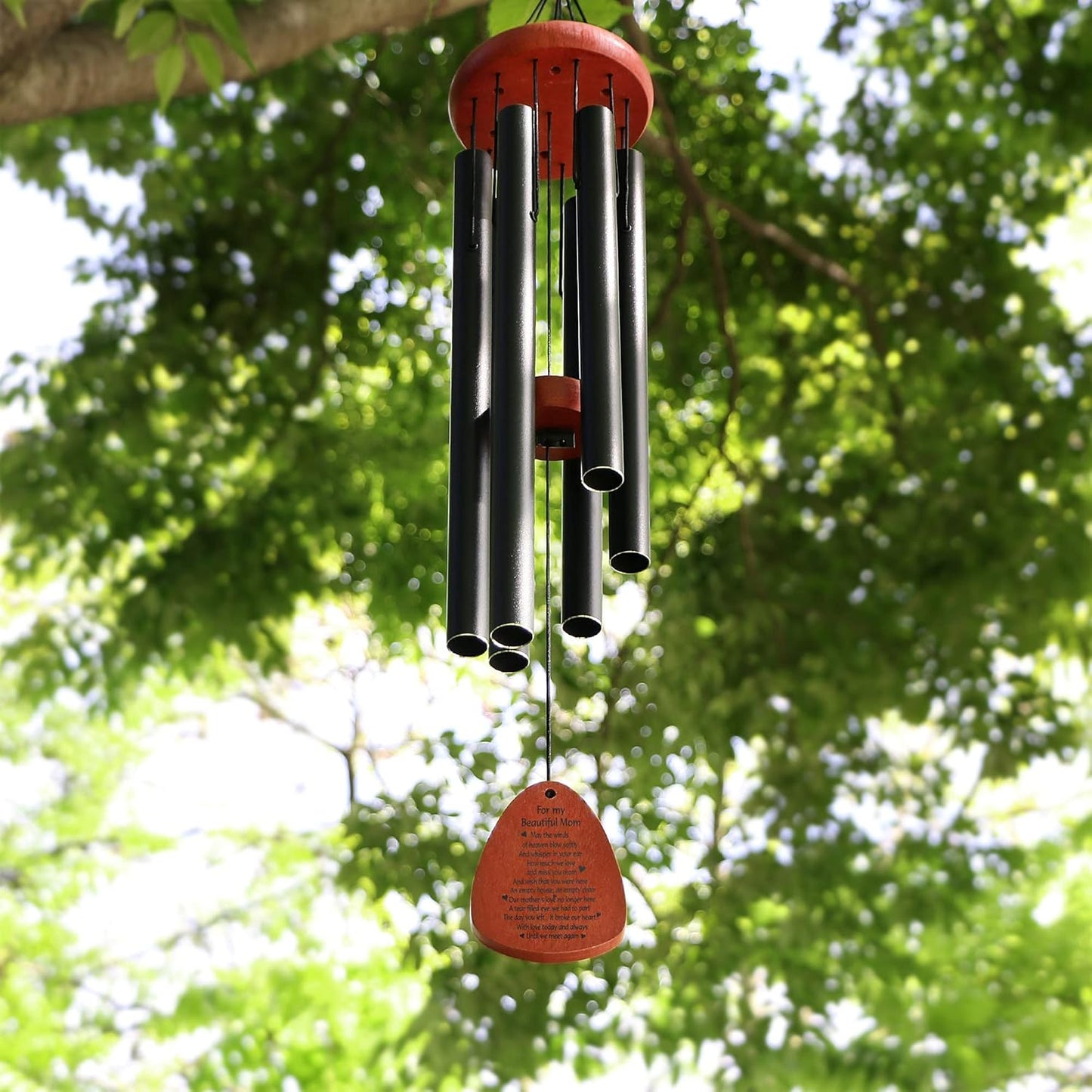 Memgift Memorial Wind Chimes for Outside – Sympathy Gift for Loss of Mother, Outdoor Yard Keepsake Wind Chime in Memory of Mom