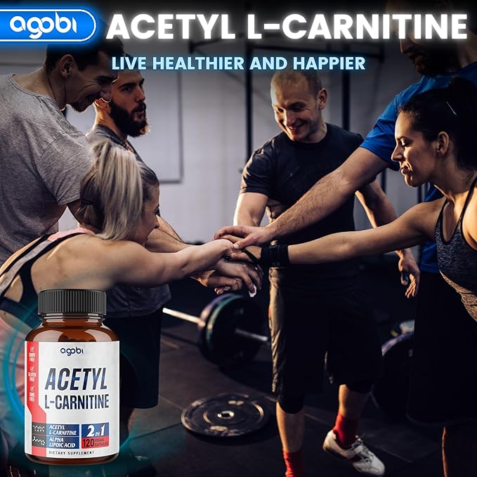 agobi Acetyl L-Carnitine & Alpha Lipoic Acid Complex 1500mg - Supplement for Brain Health, Memory, Focus & Mood Support - 120 Vegan Capsules for 2 Month Supply - Gluten-Free, Non-GMO