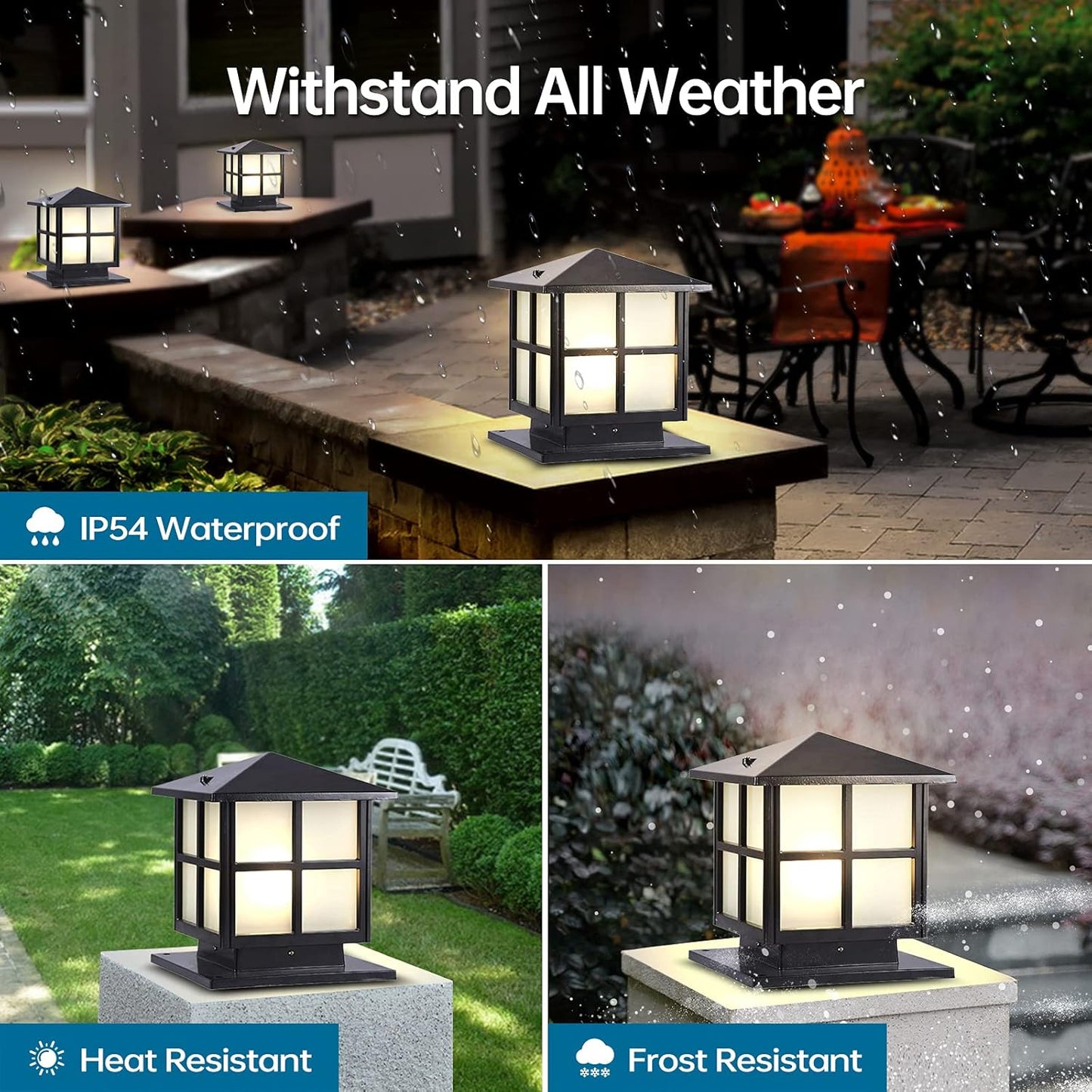 SLAWA Outdoor Post Lights Fixture, Modern Yard Entry Outdoor Column Lights with Aluminum Housing, Patio Pillar Lights Outdoor with Tempered Glass, IP65 Waterproof
