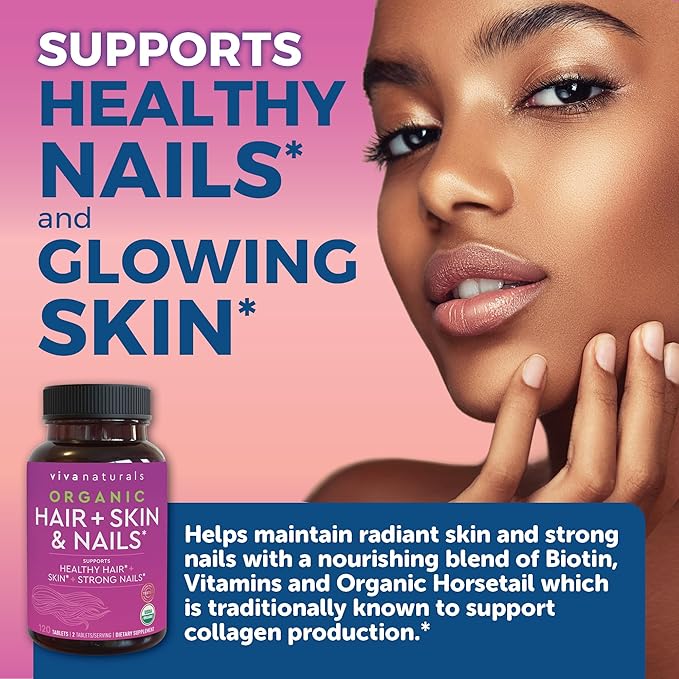 Organic Biotin Vitamins for Hair Skin 5000mcg to 120 Biotin