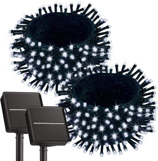 Brightown 2 Pack Solar String Lights for Outside, Each 46Ft 120 LED Solar String Lights Outdoor with 8 Modes, IP65 Waterproof Solar Lights for Patio Yard Wedding Garden Party Decorations, Cool White