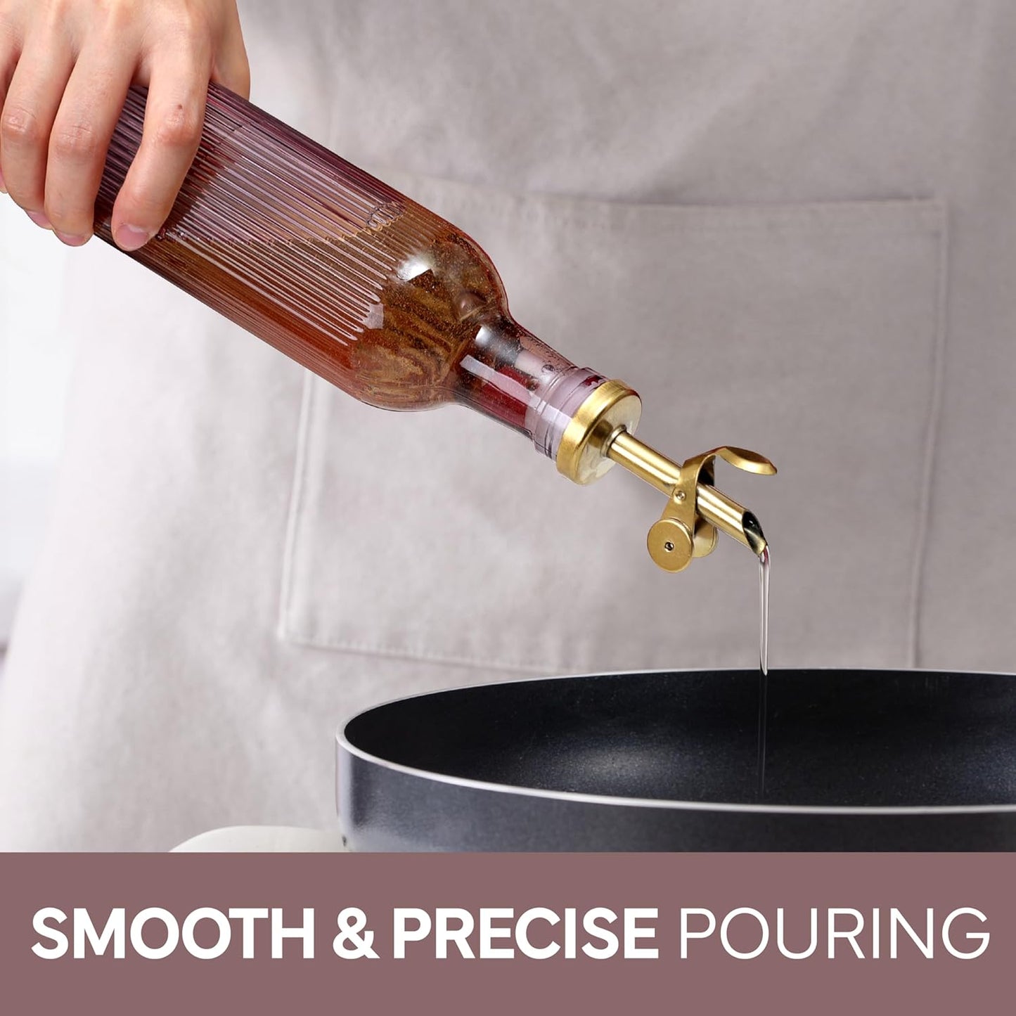 COOK WITH COLOR Glass Olive Oil Bottle Dispenser - 2 Pack- 17oz Oil and Vinegar Cruet - Olive Oil Carafe Decanter for Kitchen