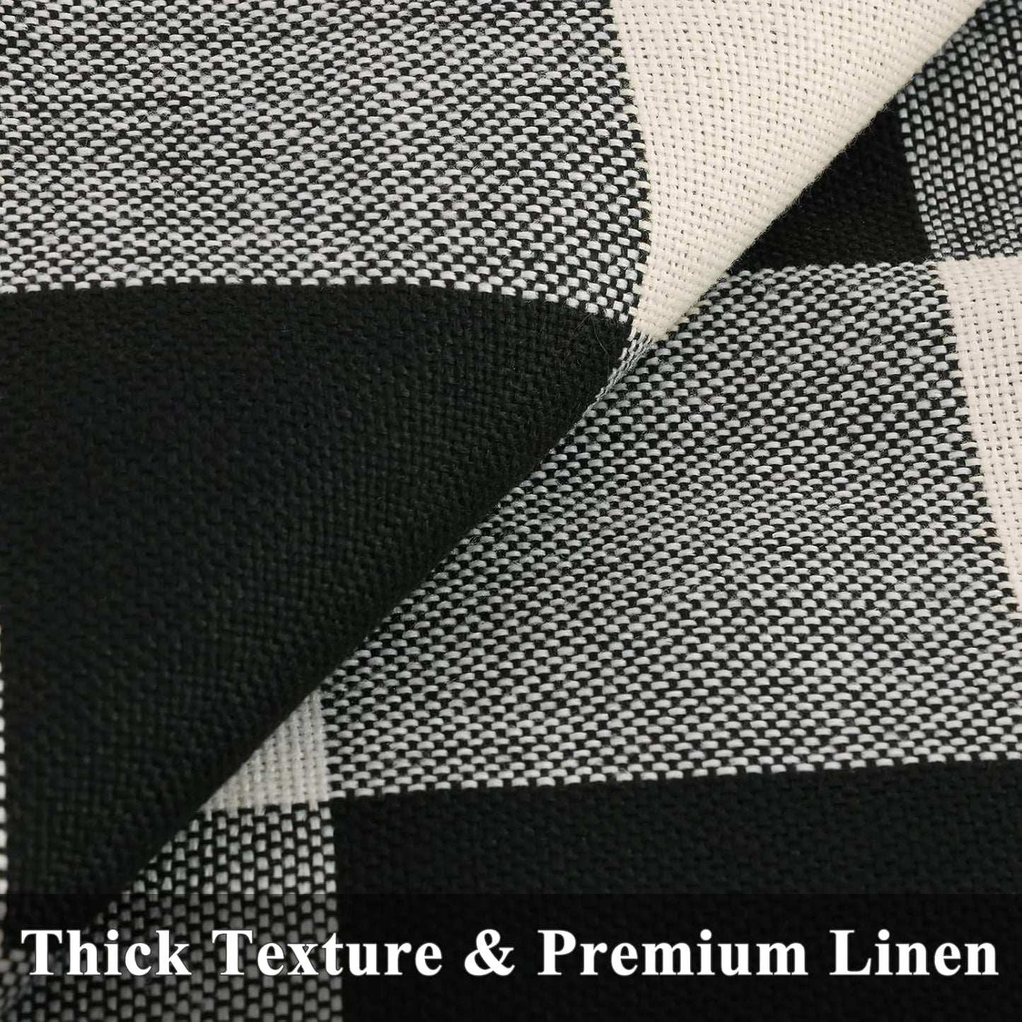 decorUhome Buffalo Plaid Check Throw Pillow Covers 24x24 Set of 2, Outdoor Decorative Farmhouse Neutral Pillow Covers with Stitched Edge for Bed Couch Sofa, Black and White