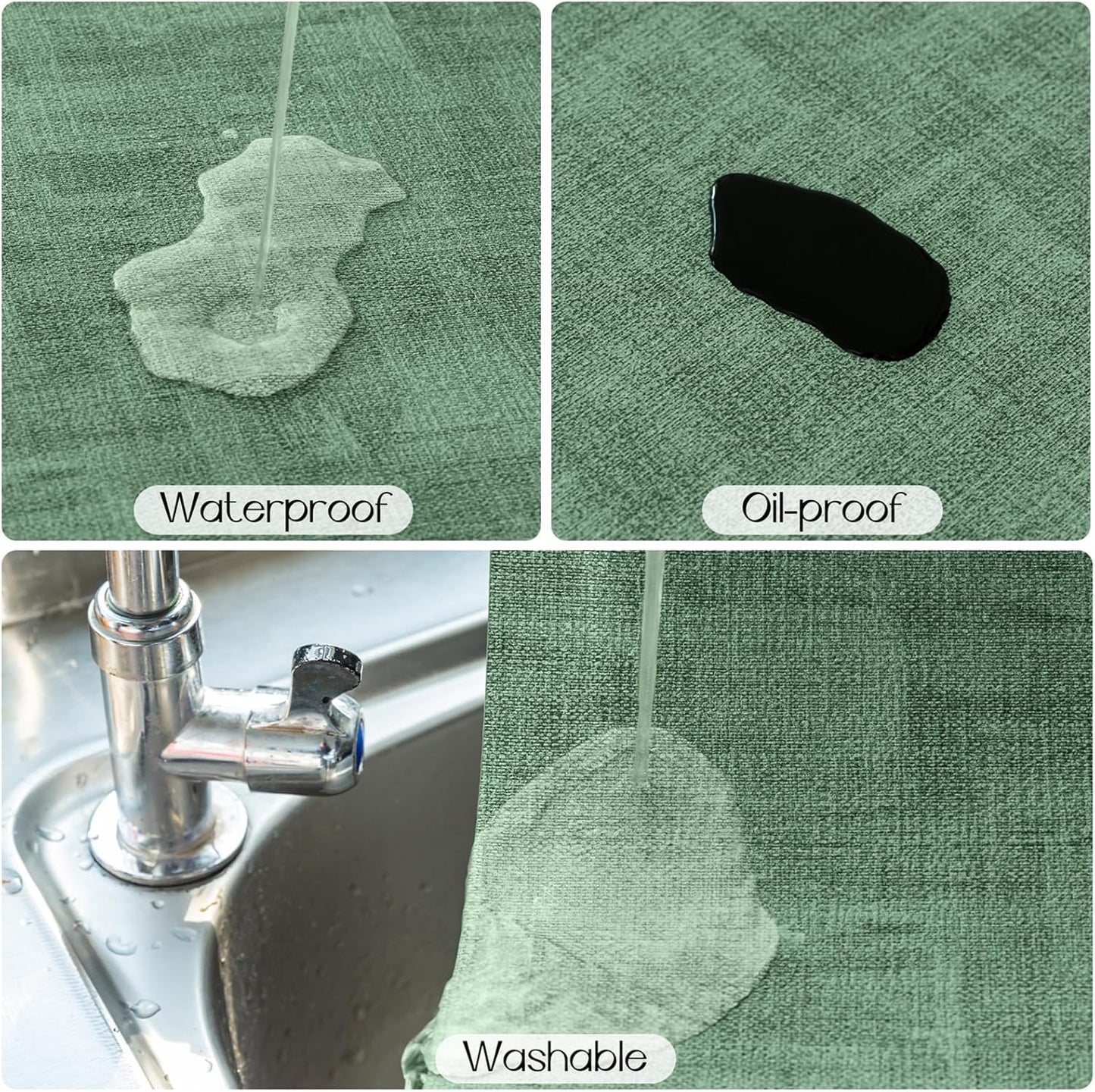 Romanstile Reversible Vinyl Placemats Set of 6, Faux Leather 100% Waterproof Oil-proof Wipeable Place Mats, Heat Resistant Dual Sided Table Mats for Kitchen/Dining/Party (Grey DarkGreen, 12 x 17 Inch)