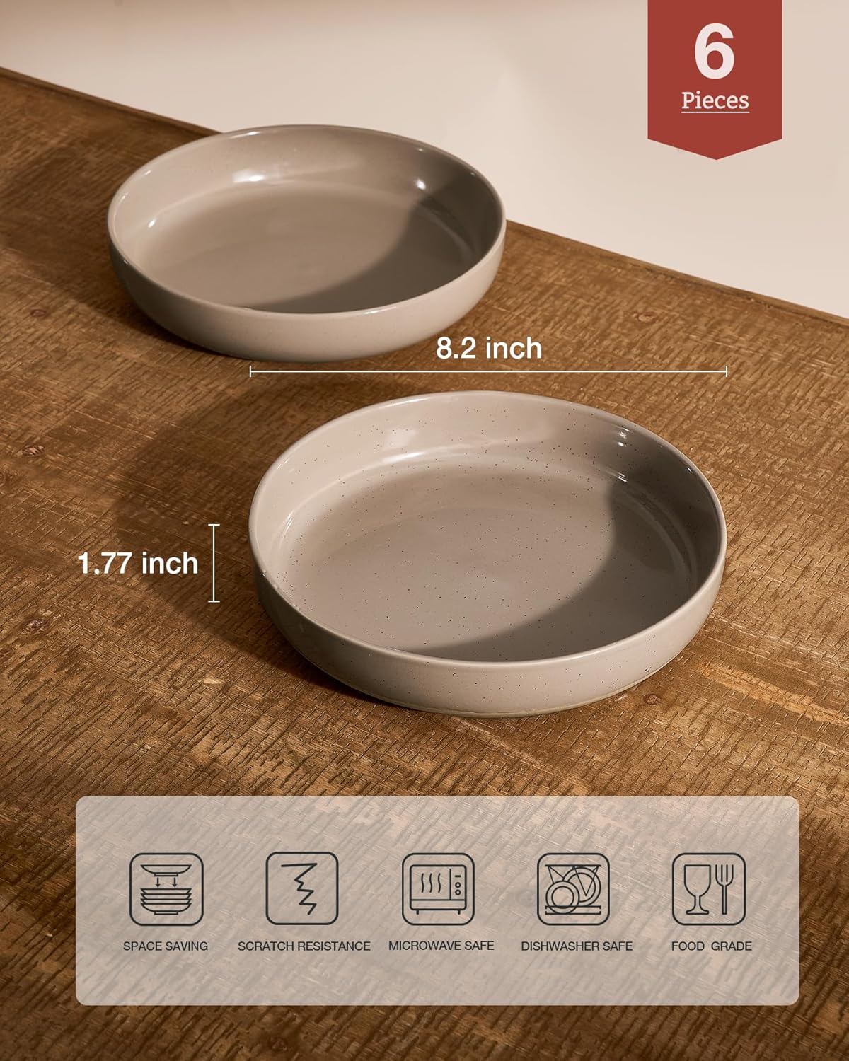 famiware Milkyway 33 oz Bowl Set, Pasta Bowls Set of 6, Salad Bowls Perfect for Your Friend for Housewarming, Thanksgiving, Christmas, Cinnamon Brown